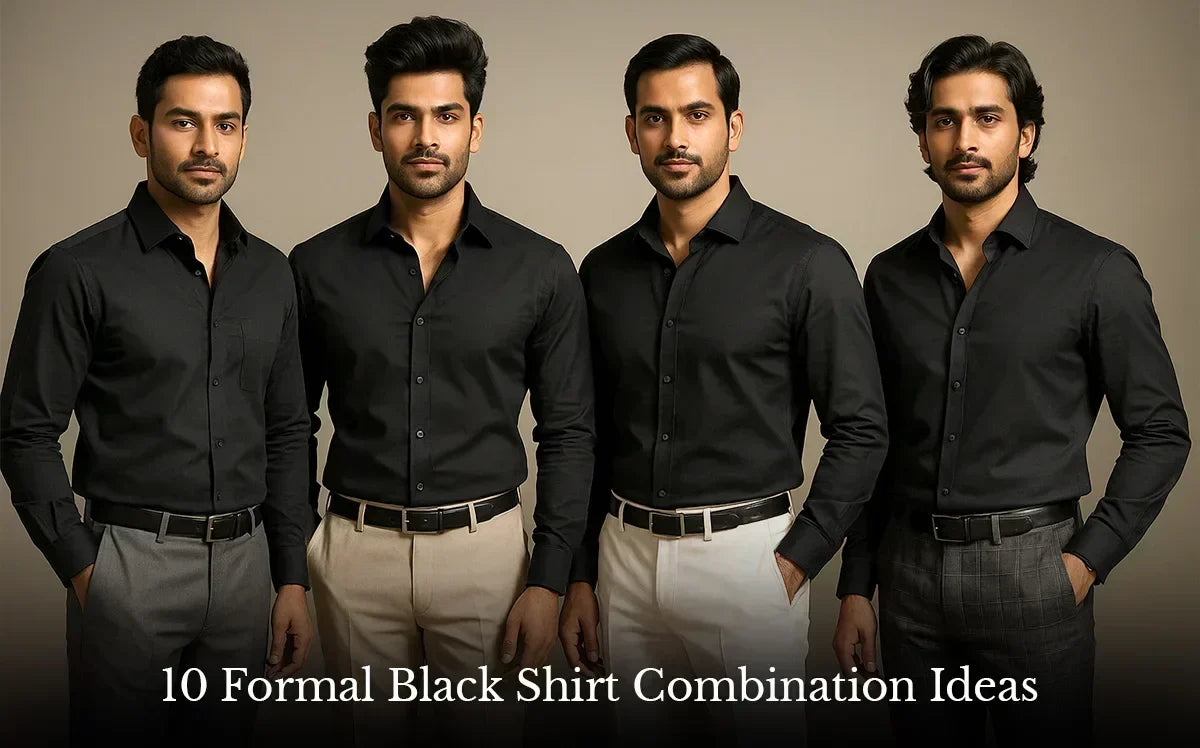 black formal shirt combination for men