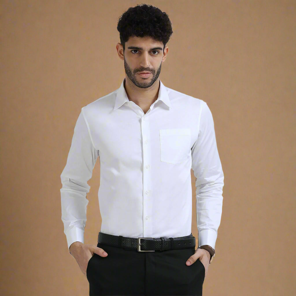 Cambridge Giza Cotton Shirt In Snow Cambridge Giza Shirt for Men by TFC