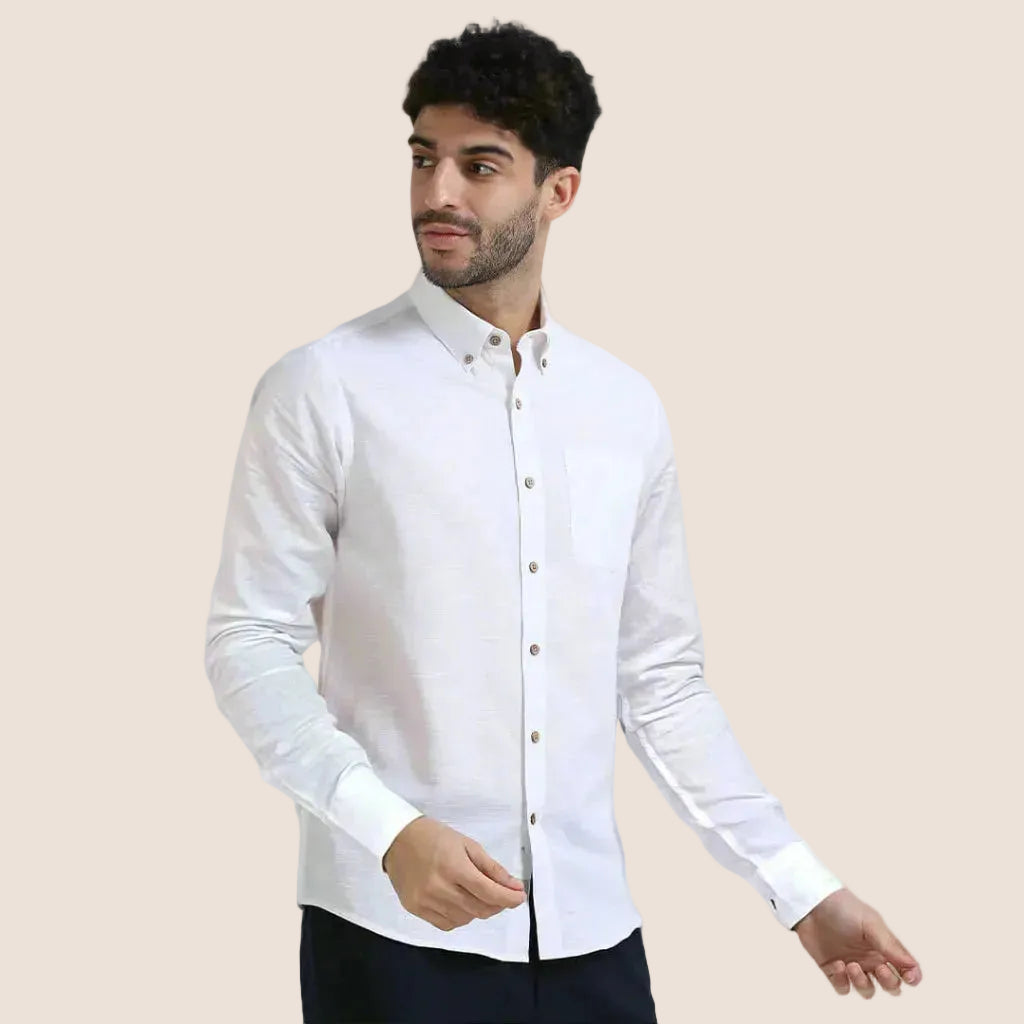 Breeze Linen Full Sleeves Shirt In Ivory