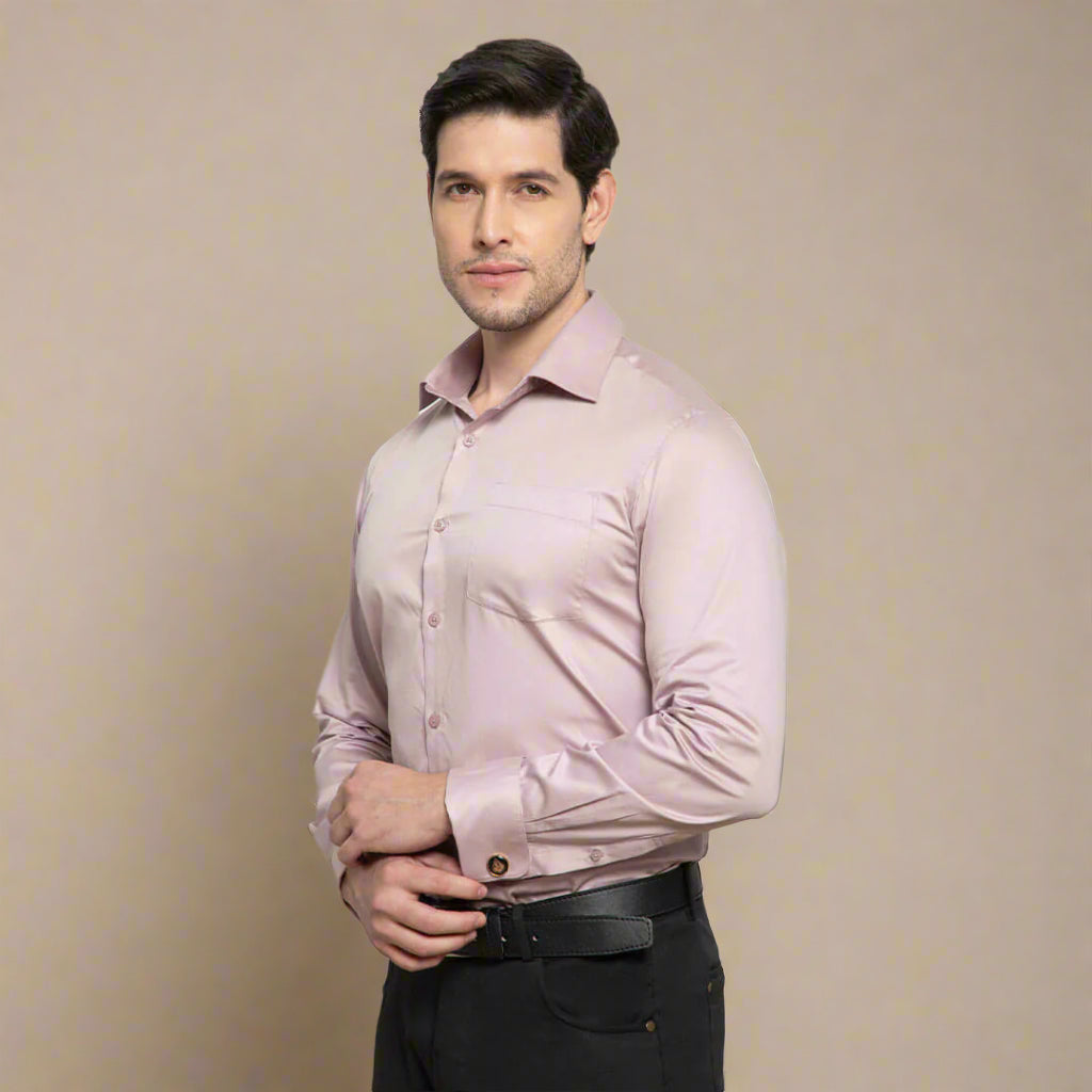 French Cuff Giza Cotton Shirt in Dusty Rose French Cuff Giza Cotton Shirt in Dusty Rose