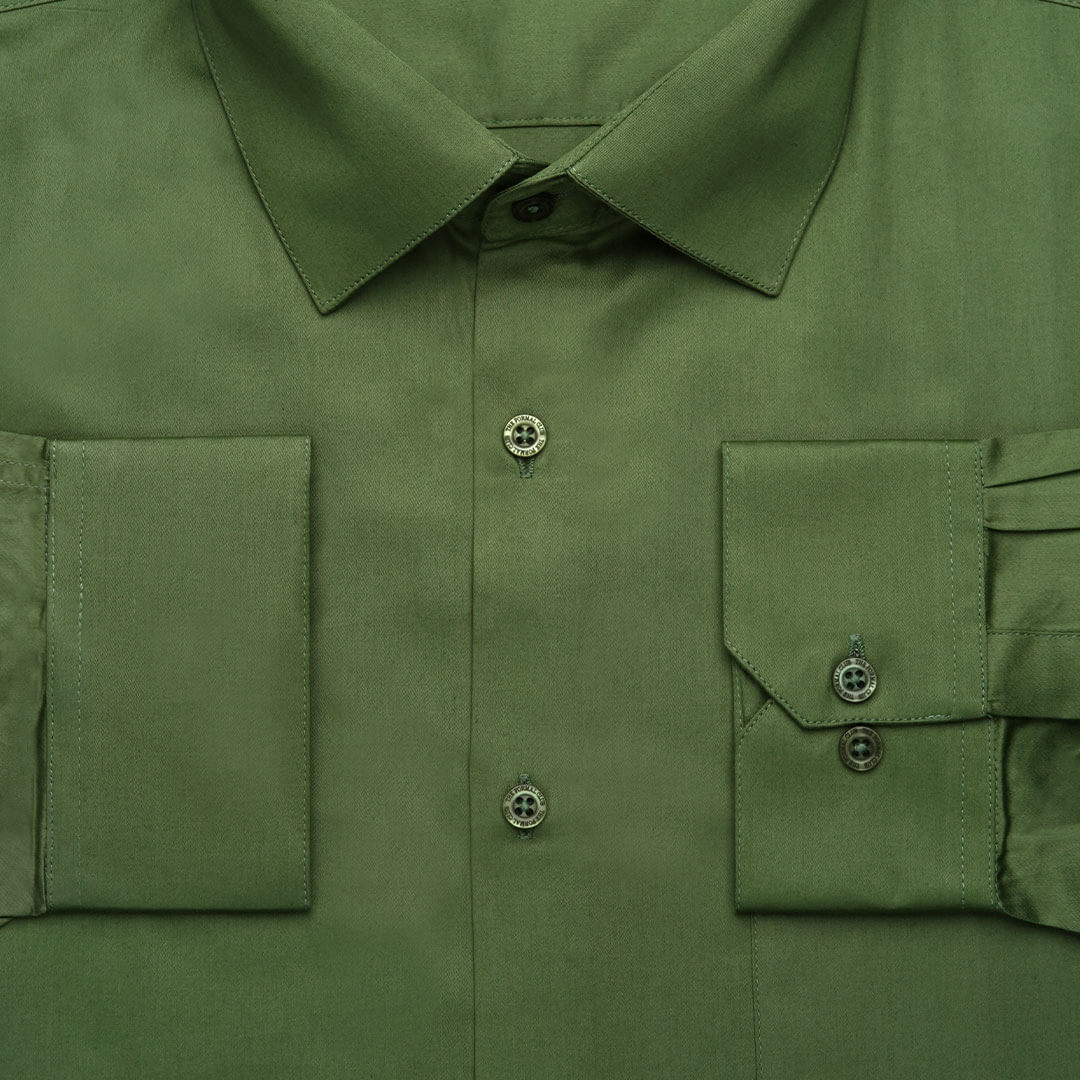 Cambridge Giza Cotton Shirt In Grass Green Cambridge Giza Cotton Shirt In Grass Green