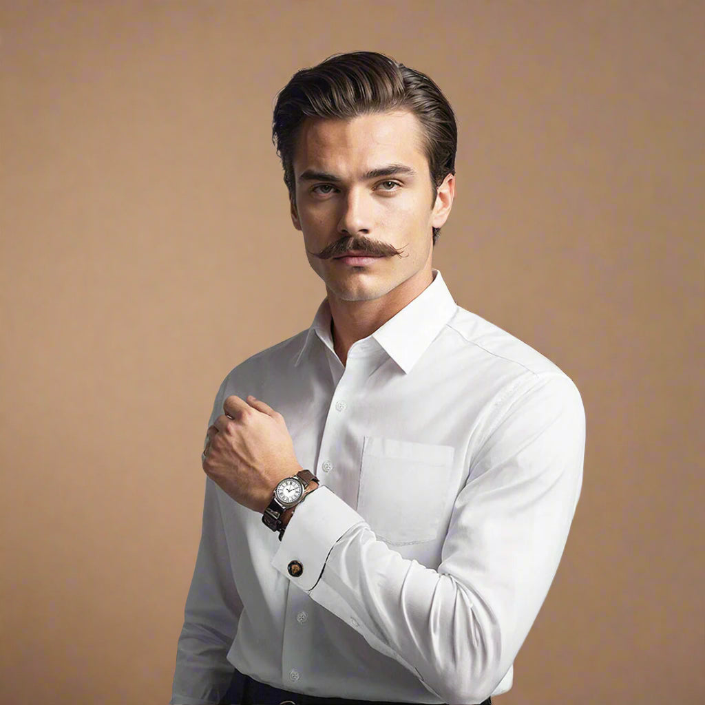 French Cuff Giza Cotton Shirt In Snow Elegant French cuff shirt by TFC