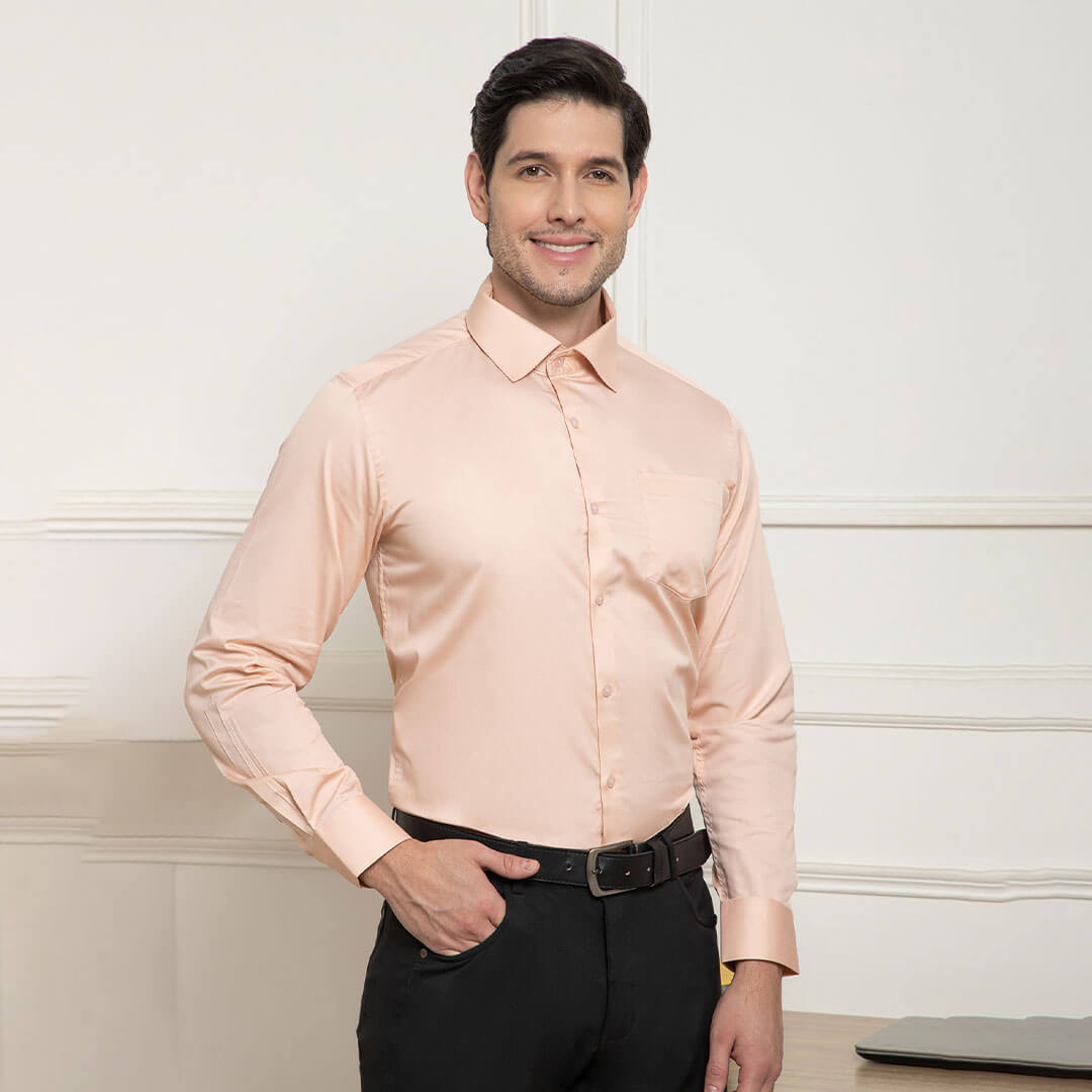 Cambridge Giza Cotton Shirt In Peach Fuzz Cambridge Giza Cotton Shirt In Peach Fuzz