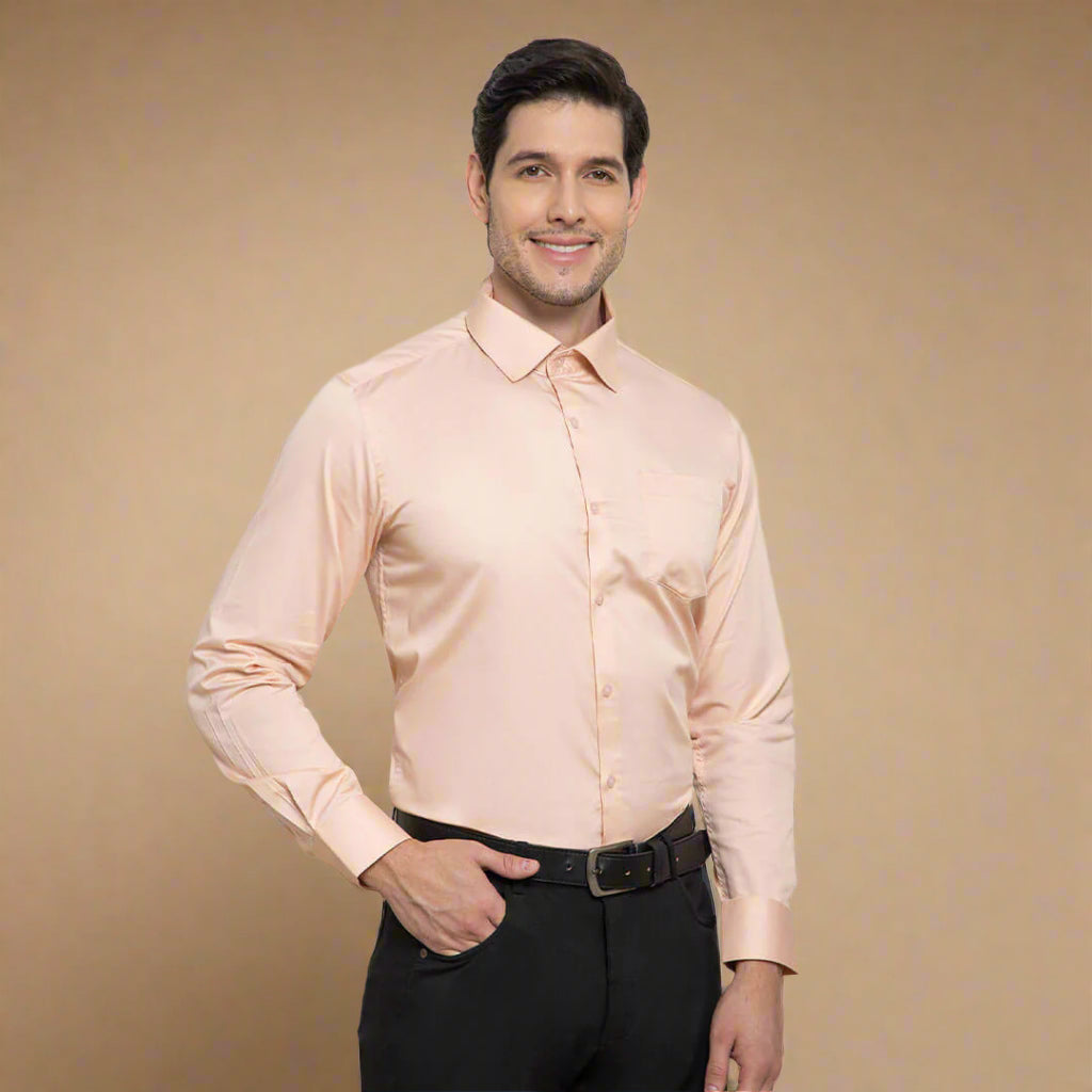 Cambridge Giza Cotton Shirt In Peach Fuzz Premium Giza Cotton Shirt Peach by TFC