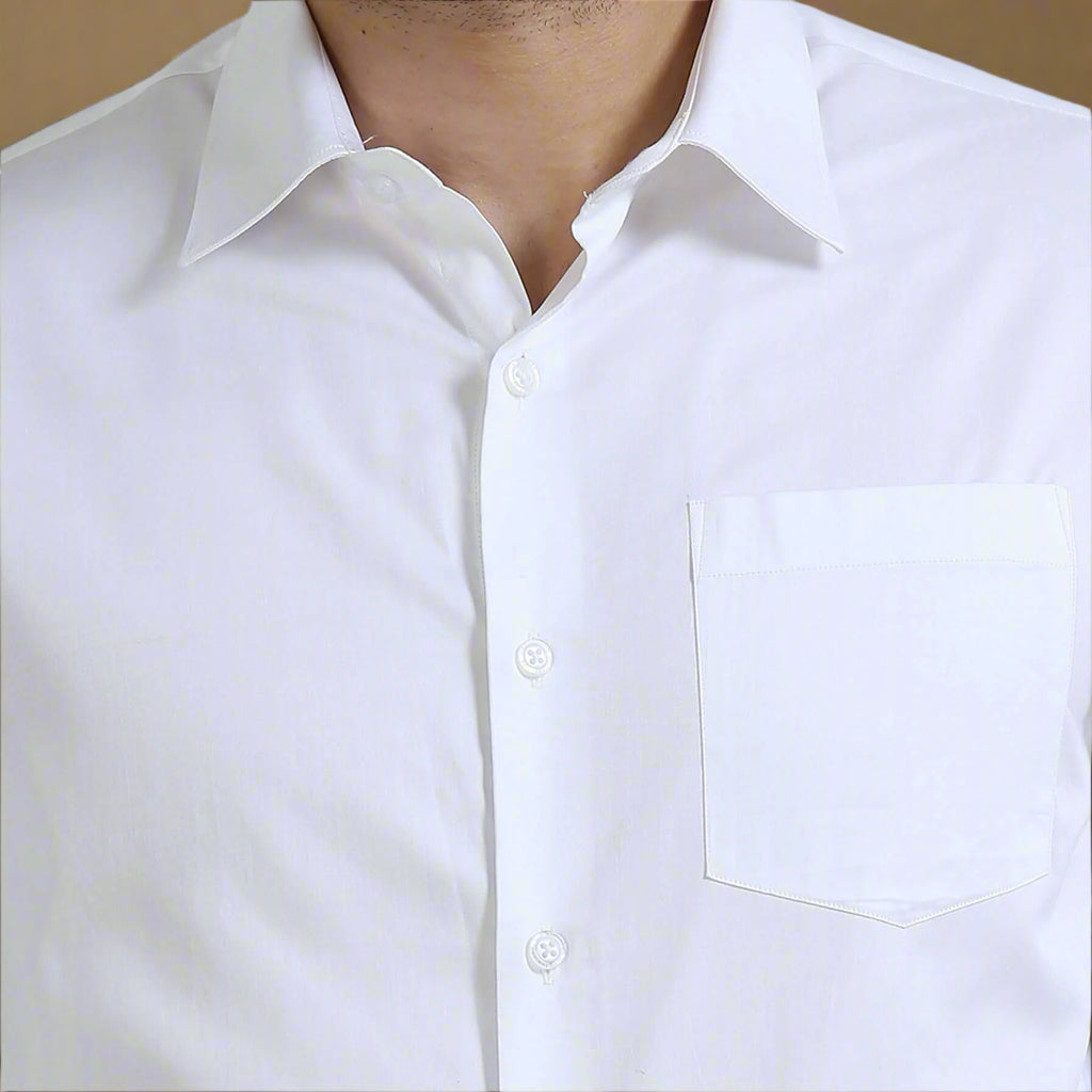 Cambridge Giza Cotton Shirt In Snow Premium Snow White Formal Shirt for Men by TFC