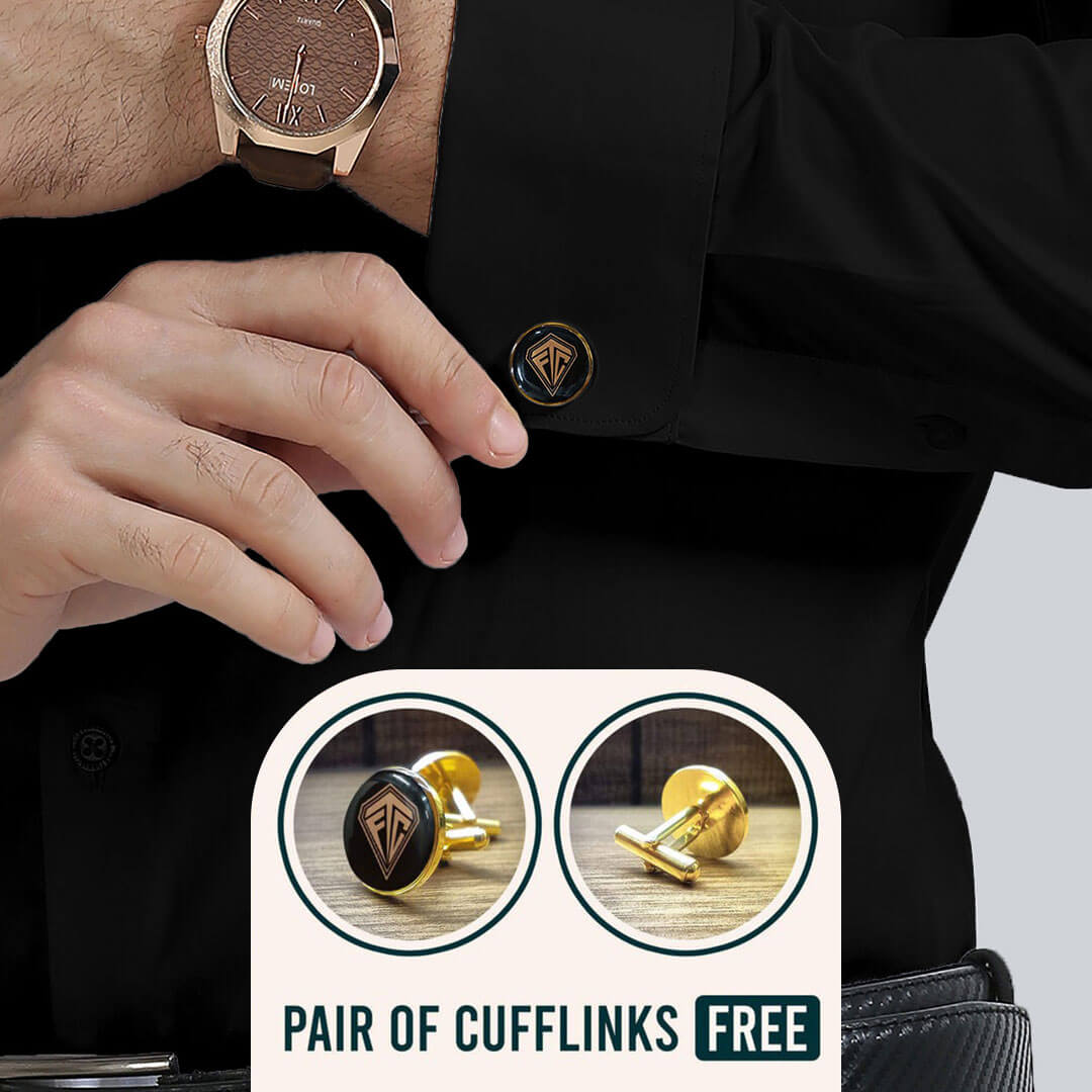 French Cuff Giza Cotton Shirt in Raven French Cuff Giza Cotton Shirt in Raven