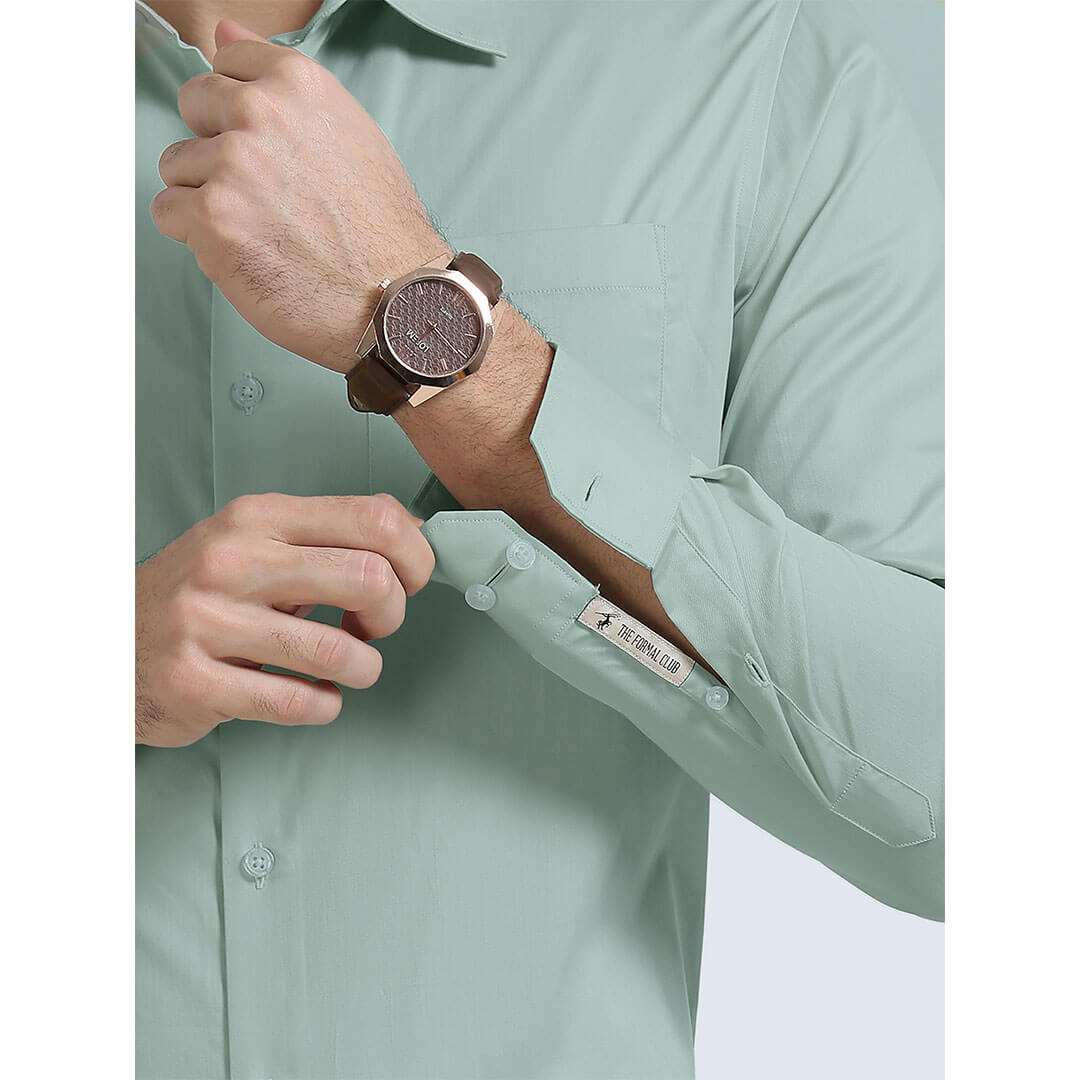 Cambridge Giza Cotton Shirt In Moss Green Cambridge Giza Cotton Shirt In Moss Green