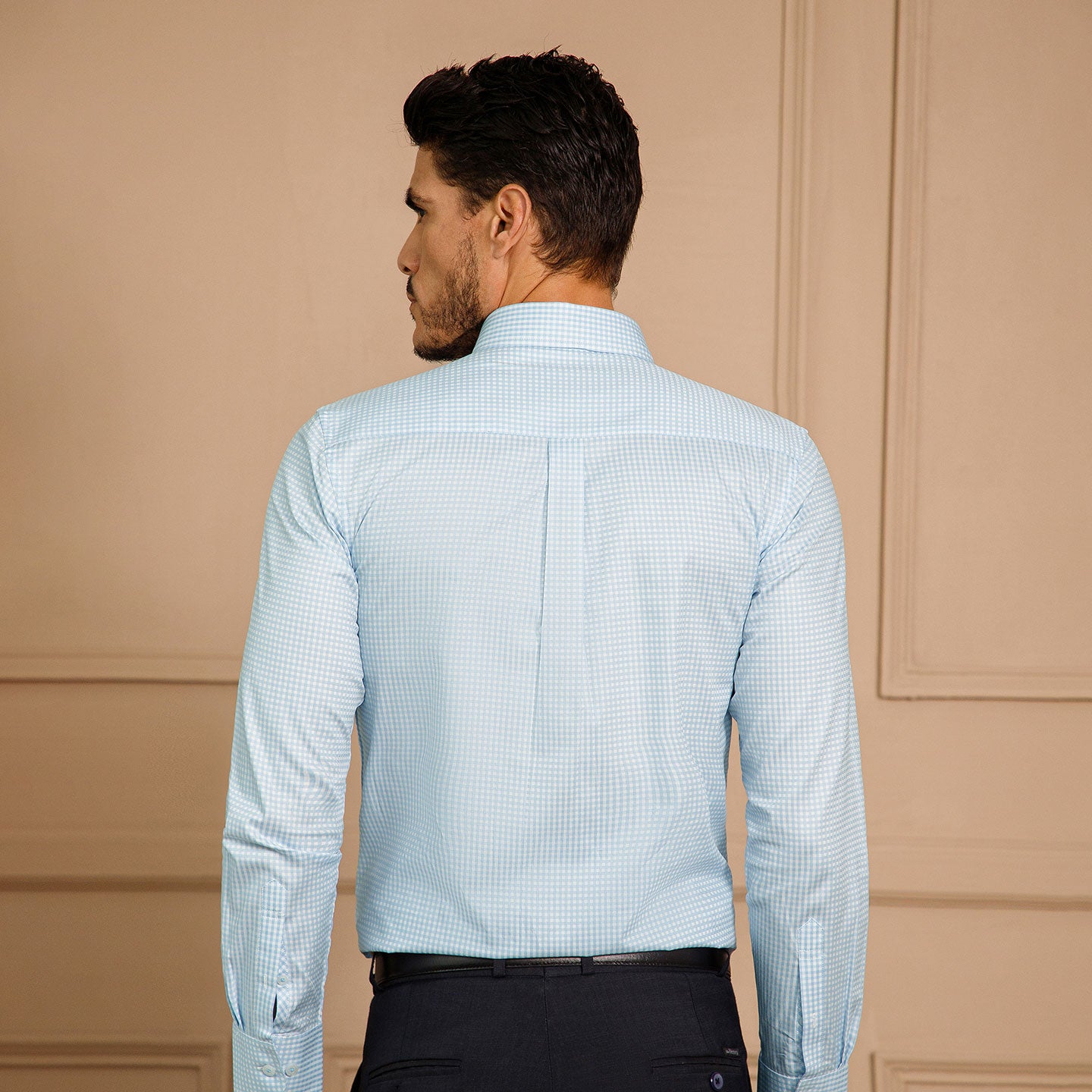 Gingham 2 Ply Check Shirt In Cloud Blue