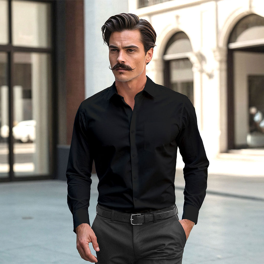 French Cuff Giza Cotton Shirt in Raven French Cuff Giza Cotton Shirt in Raven