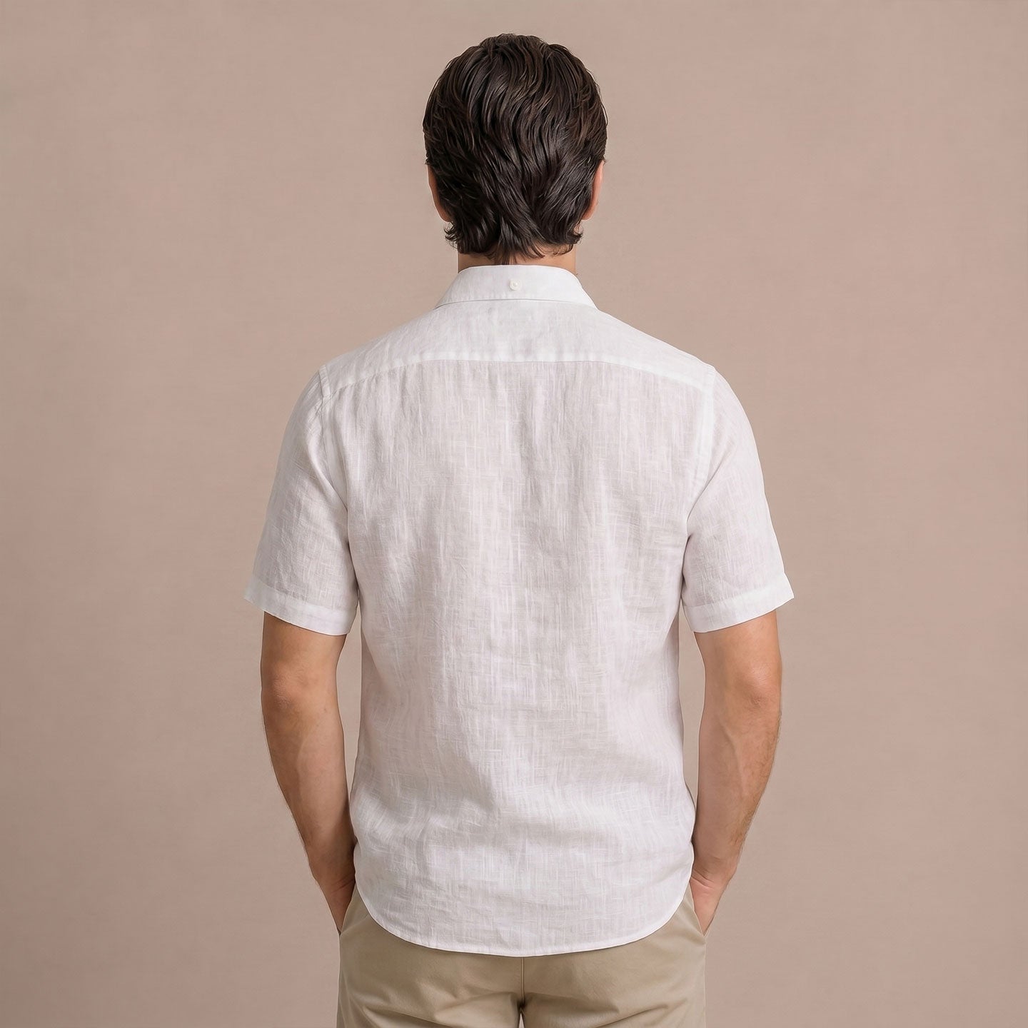 Cedar Pure Linen Half Sleeves Shirt In Snowflake
