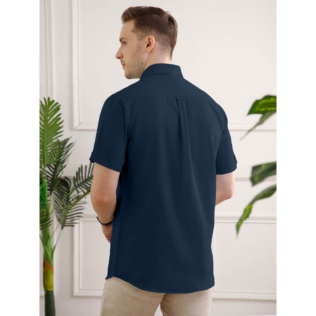 Breeze Linen Half Sleeves Shirt in Navy Saphire Breeze Linen Half Sleeves Shirt in Navy Saphire