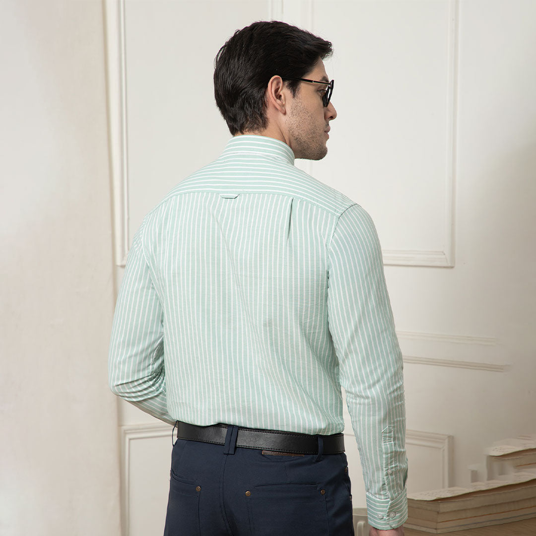 Regal Oxford Stripe Shirt In Sage Casual yet smart Regal Oxford shirt by TFC