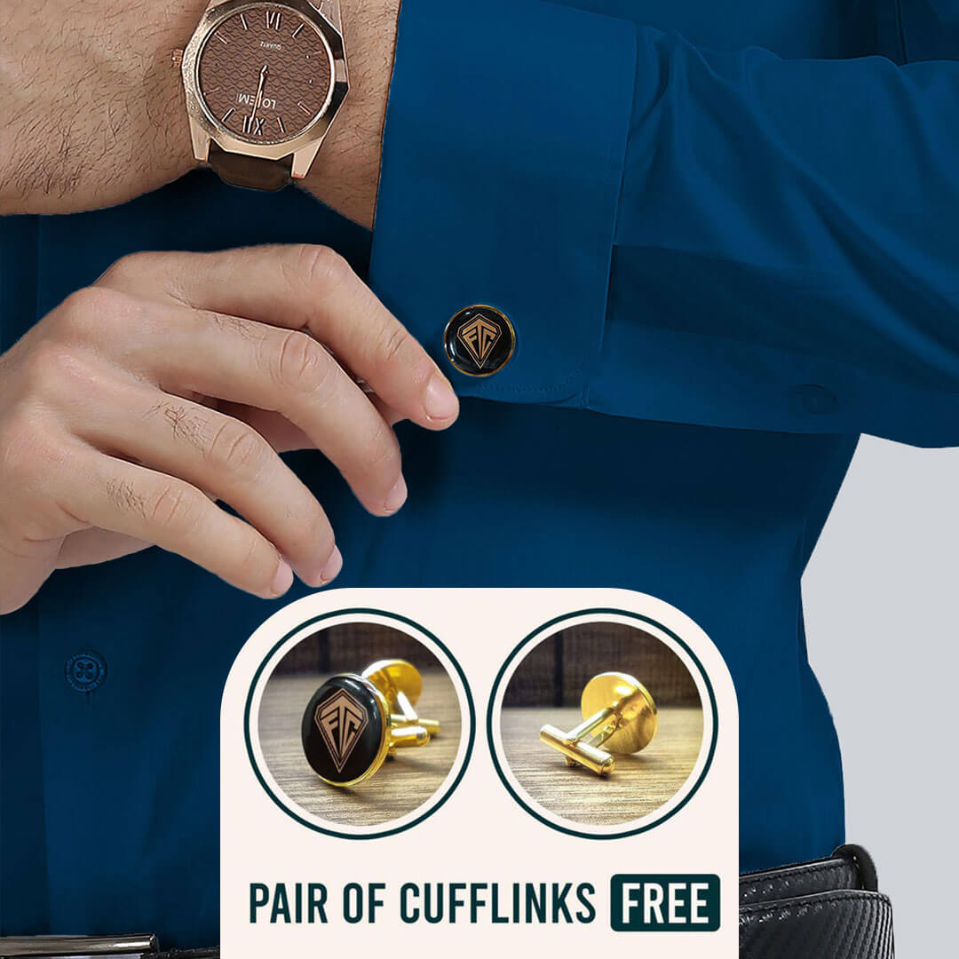 French Cuff Giza Cotton Shirt in Slate Blue French Cuff Giza Cotton Shirt in Slate Blue