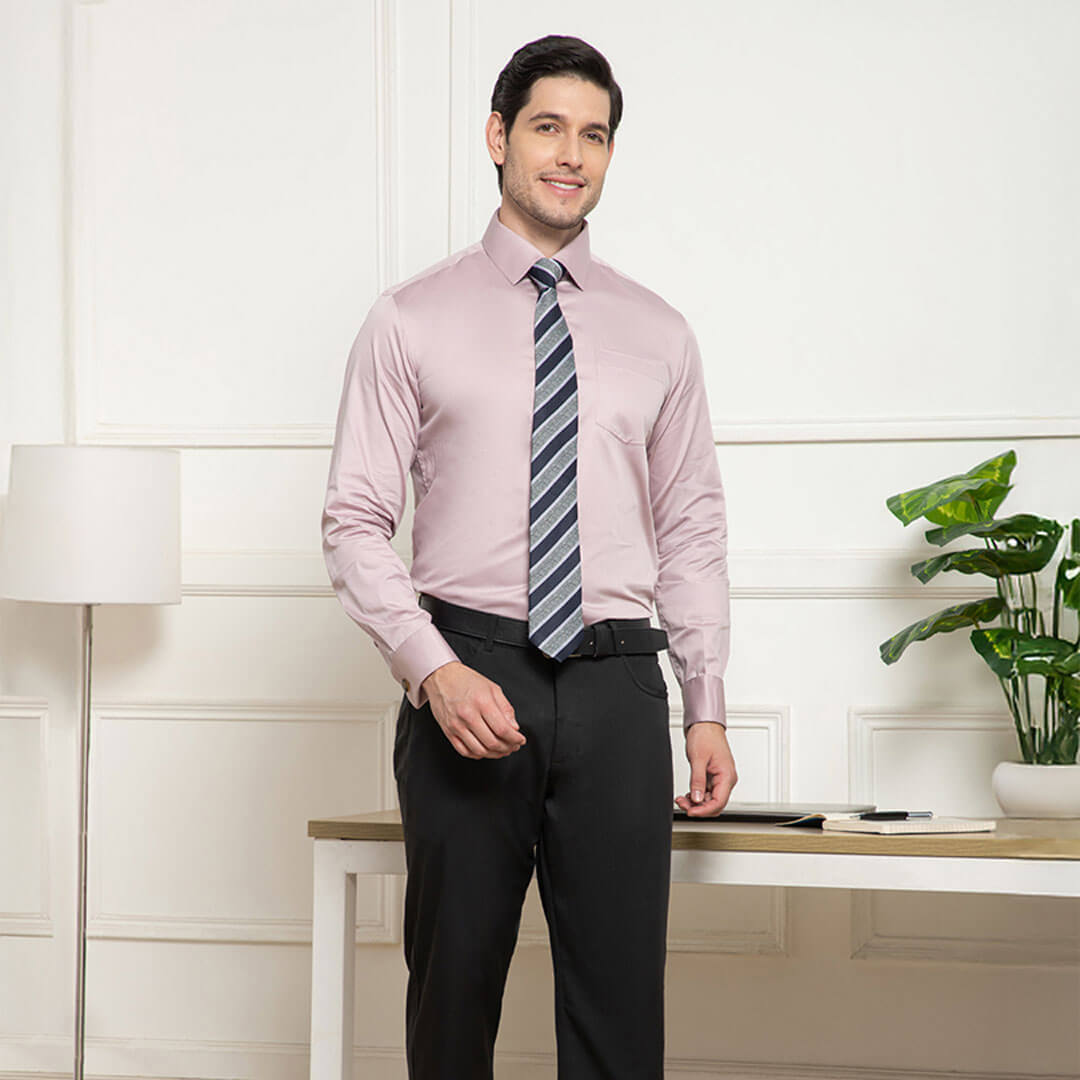 French Cuff Giza Cotton Shirt in Dusty Rose French Cuff Giza Cotton Shirt in Dusty Rose