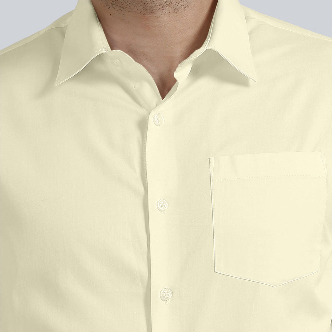 French Cuff Giza Cotton Shirt in Lemon Frost Giza Cotton Shirt in Lemon Frost In TFC