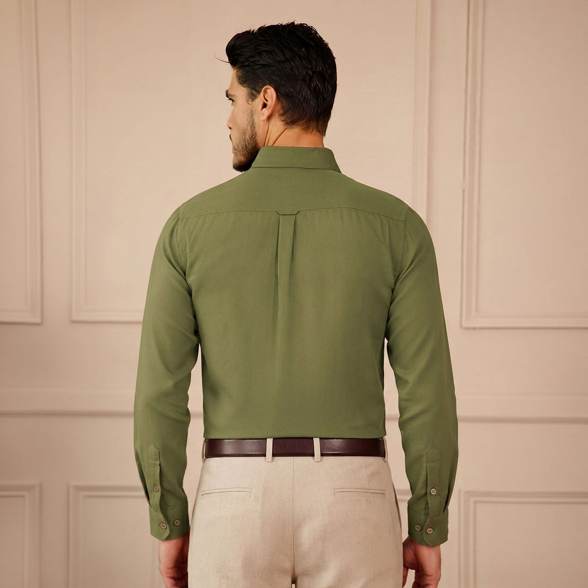Hunter green full sleeves shirt for men