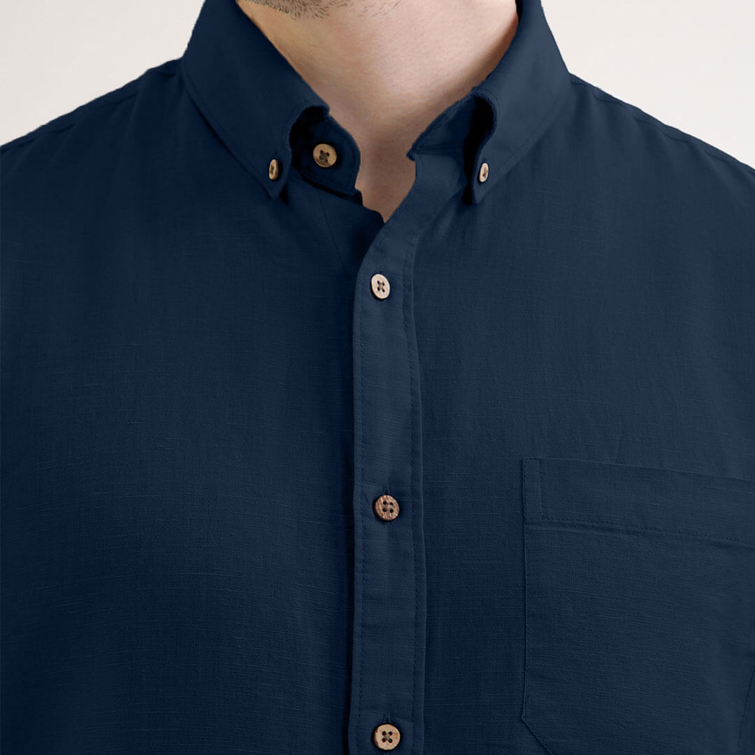 Breeze Linen Half Sleeves Shirt in Navy Saphire Breeze Linen Half Sleeves Shirt in Navy Saphire
