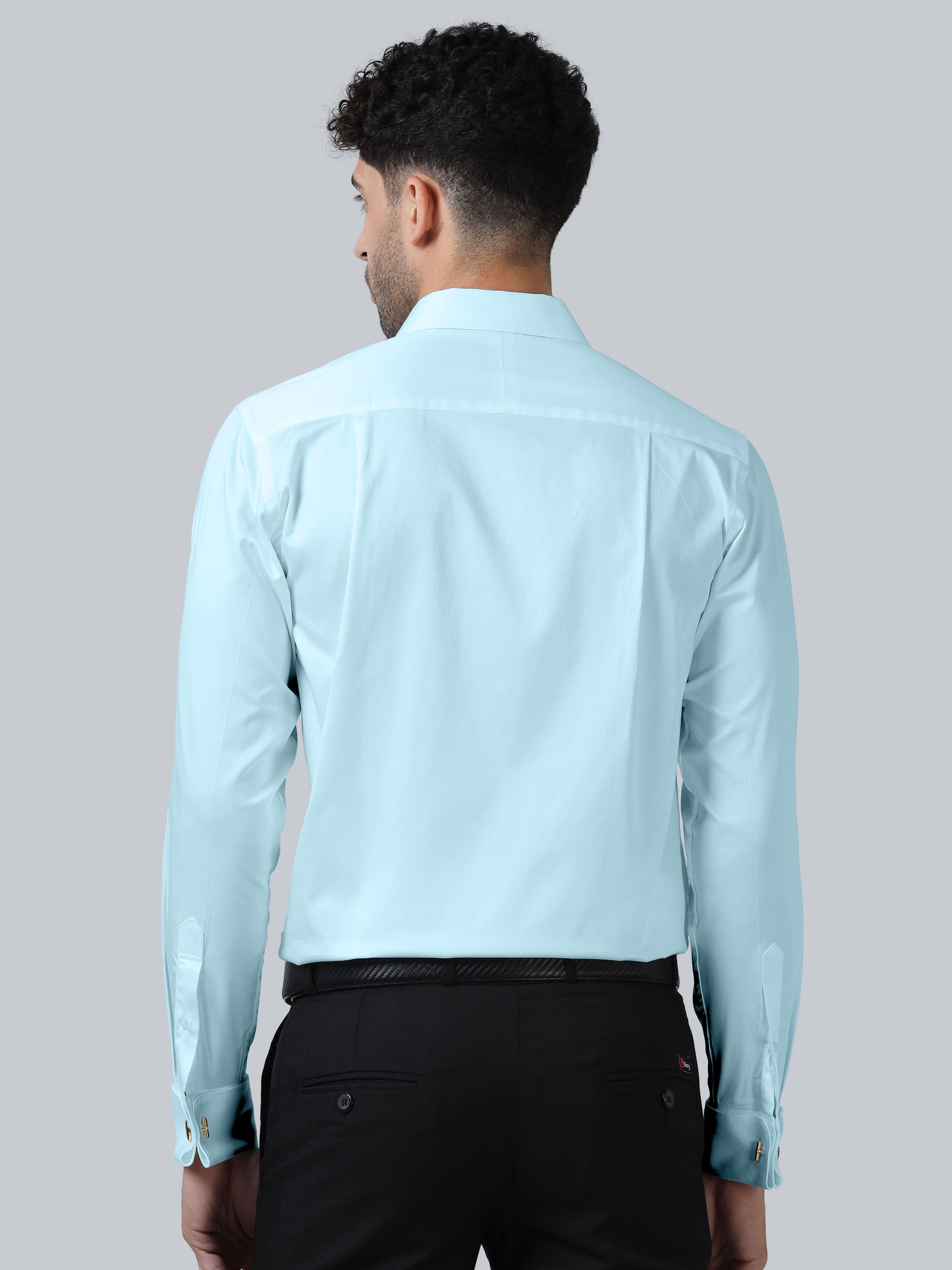 Keneth Sky Blue Shirt with Signature Concealed Placket & French Cuff Keneth Sky Blue Shirt with Signature Concealed Placket & French Cuff