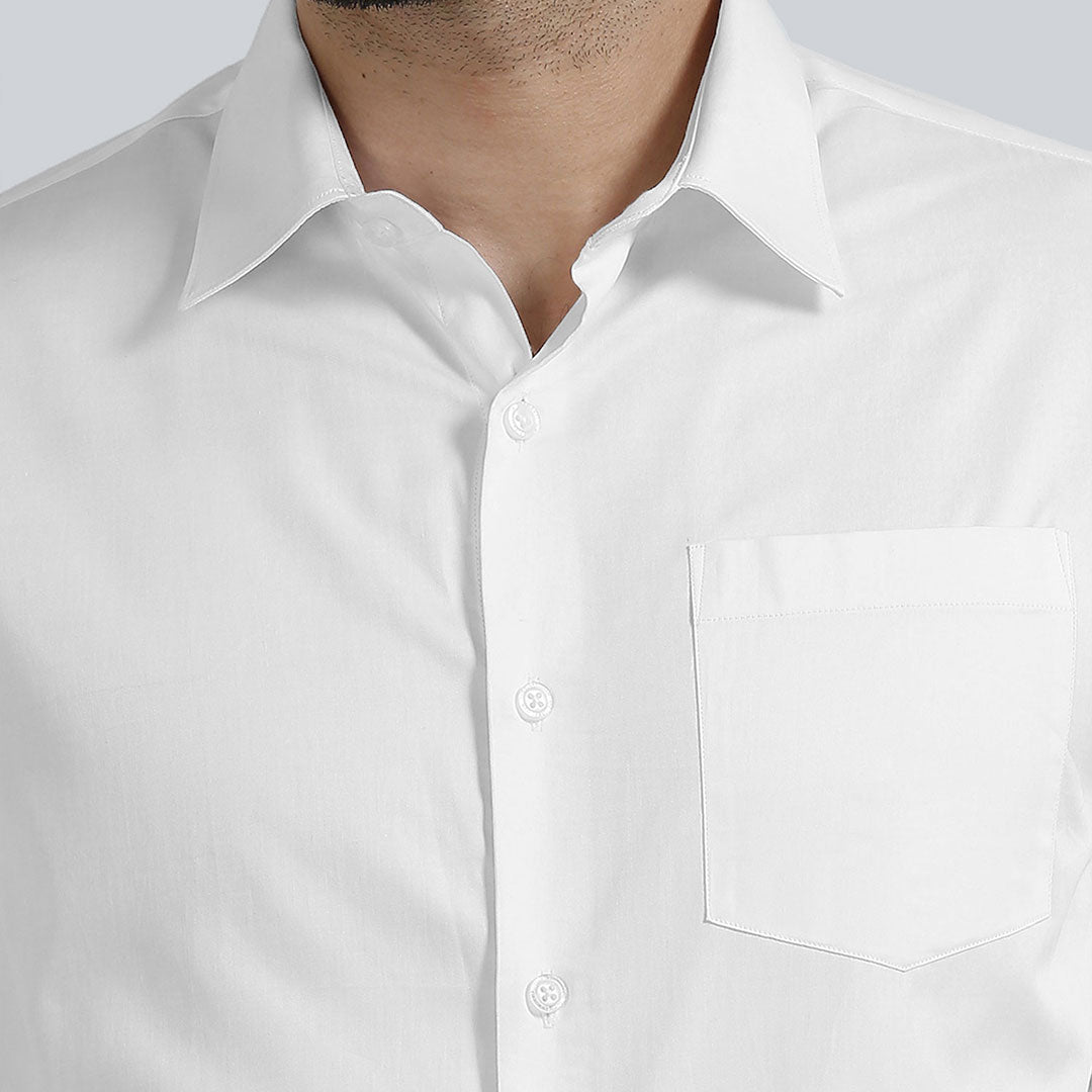 French Cuff Giza Cotton Shirt In Snow Long sleeve cotton shirt by TFC