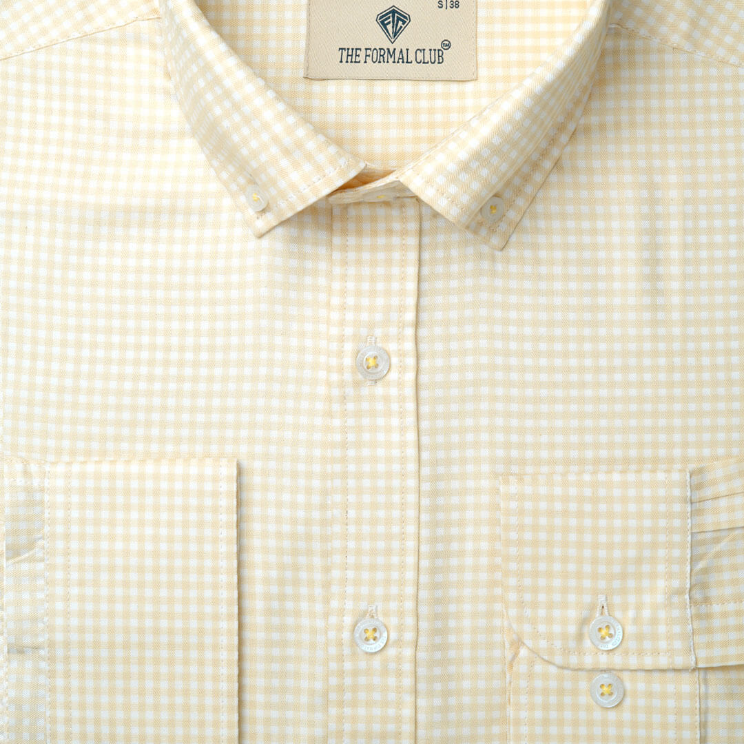 Gingham Check Shirt In Ochre Gingham Check Shirt In Ochre