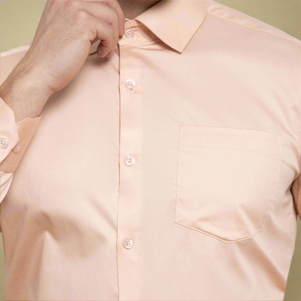 Cambridge Giza Cotton Shirt In Peach Fuzz Peach Fuzz Formal Shirt for Men by TFC