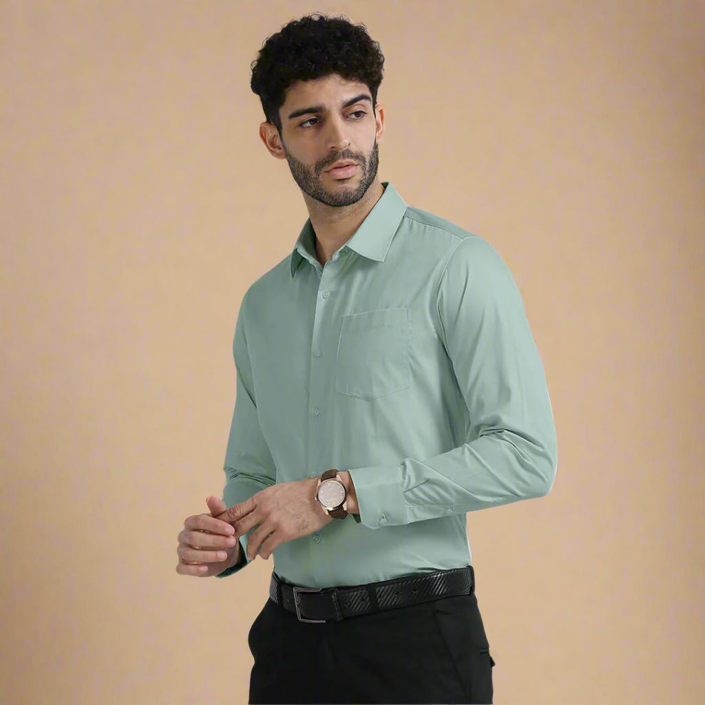 Cambridge Giza Cotton Shirt In Moss Green Cambridge Giza Cotton Shirt In Moss Green