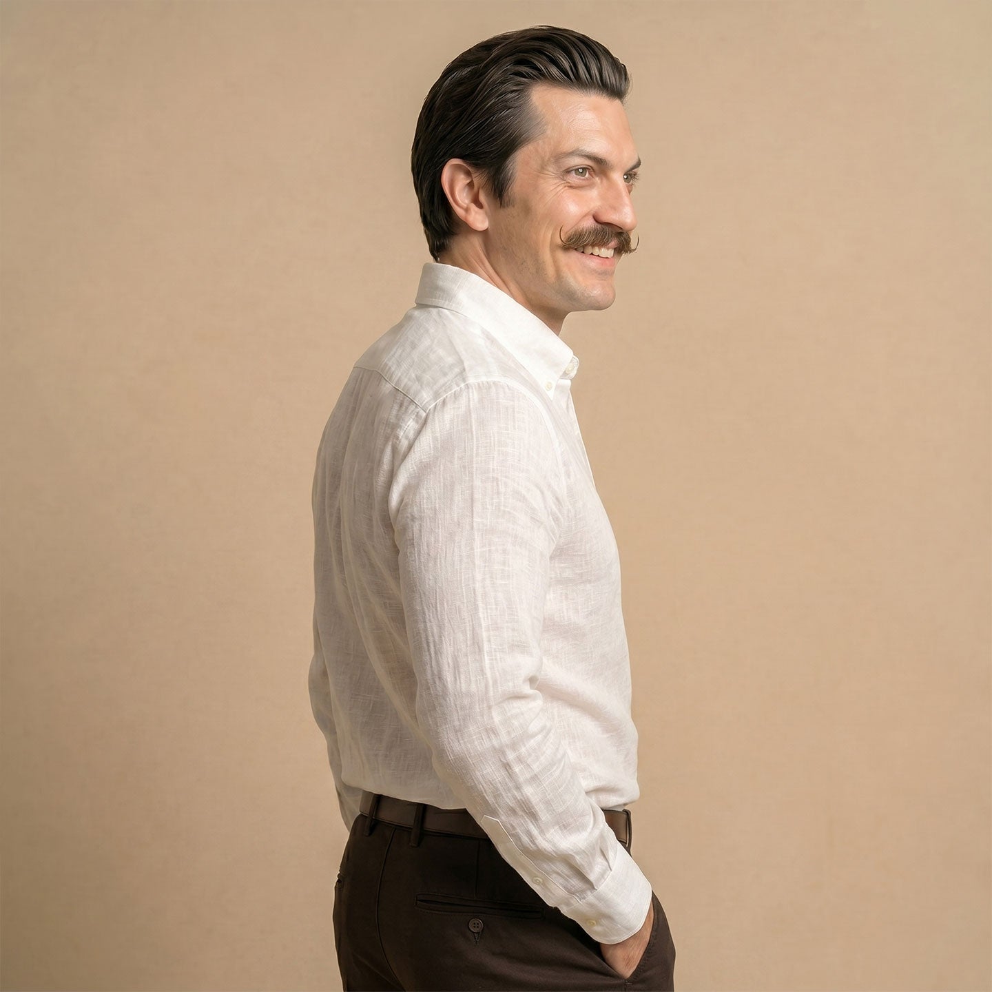 Cedar Pure Linen Full Sleeves Shirt in Snow