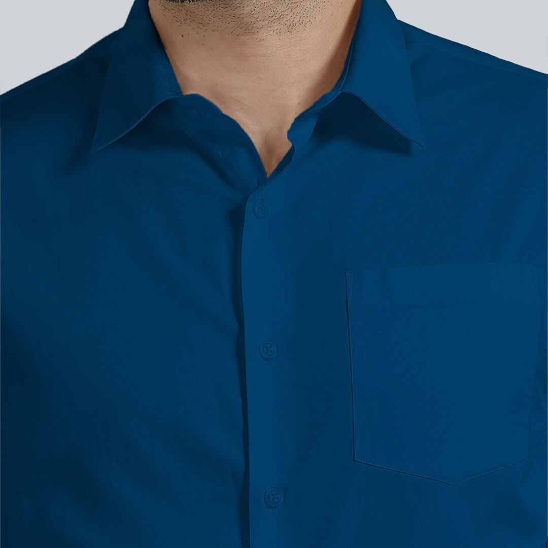 French Cuff Giza Cotton Shirt in Slate Blue Men Giza Cotton Shirt In TFC