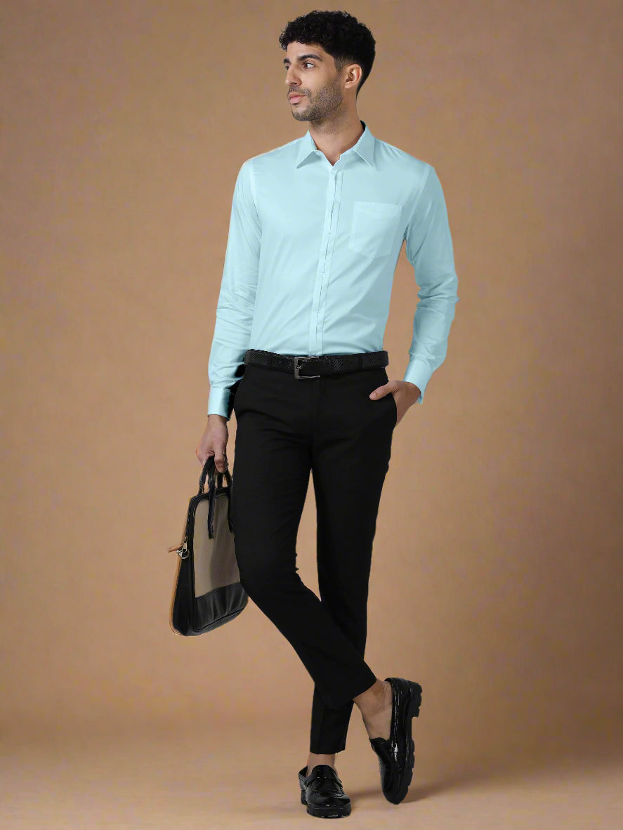 Keneth Sky Blue Shirt with Signature Concealed Placket & French Cuff Keneth Sky Blue Shirt with Signature Concealed Placket & French Cuff
