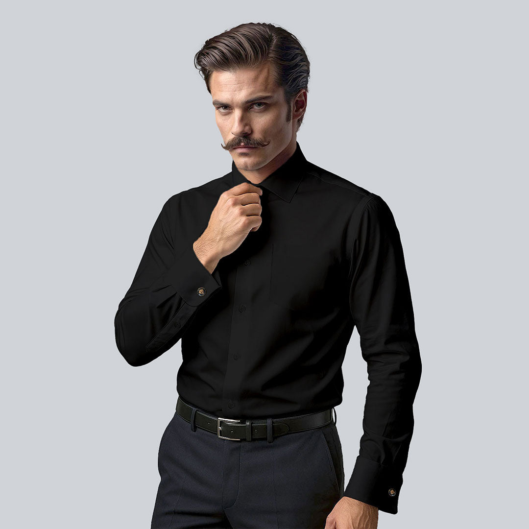 French Cuff Giza Cotton Shirt in Raven Buy Long Sleeves Shirt For Men In TFC