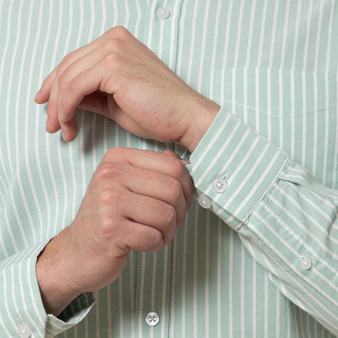 Regal Oxford Stripe Shirt In Sage Elegant Sage stripe shirt for men by TFC
