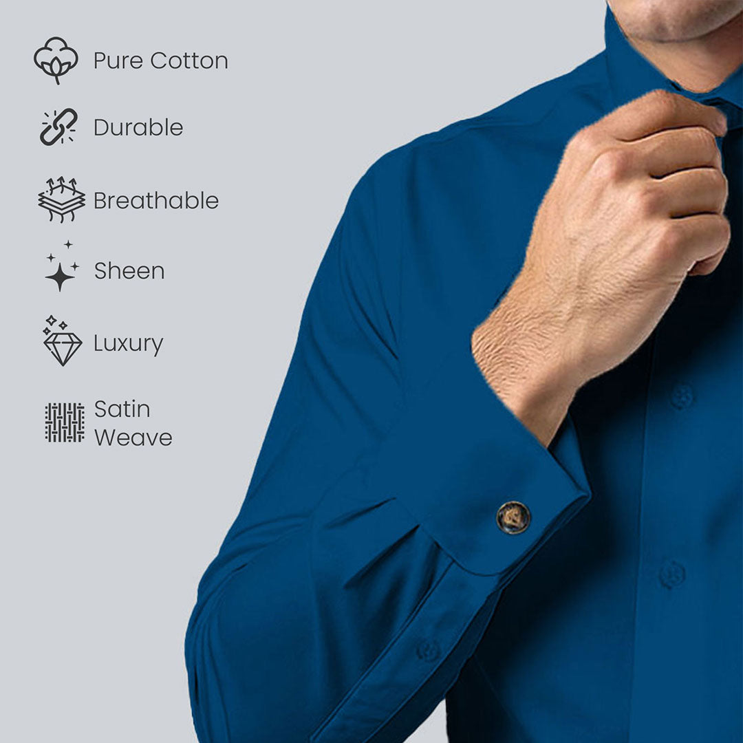 French Cuff Giza Cotton Shirt in Slate Blue Buy French Cuff Giza Cotton Shirt In TFC