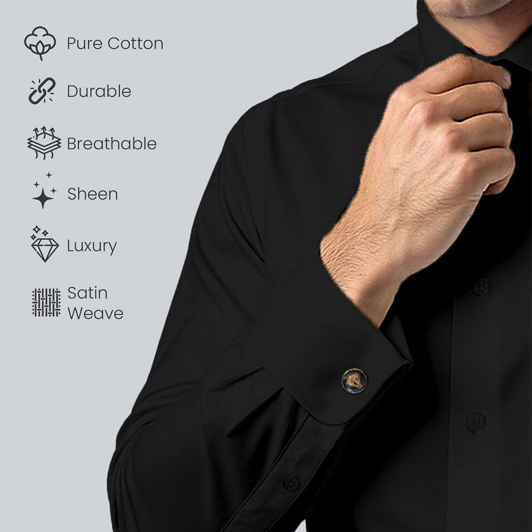 French Cuff Giza Cotton Shirt in Raven Men French Cuff Giza Cotton In TFC