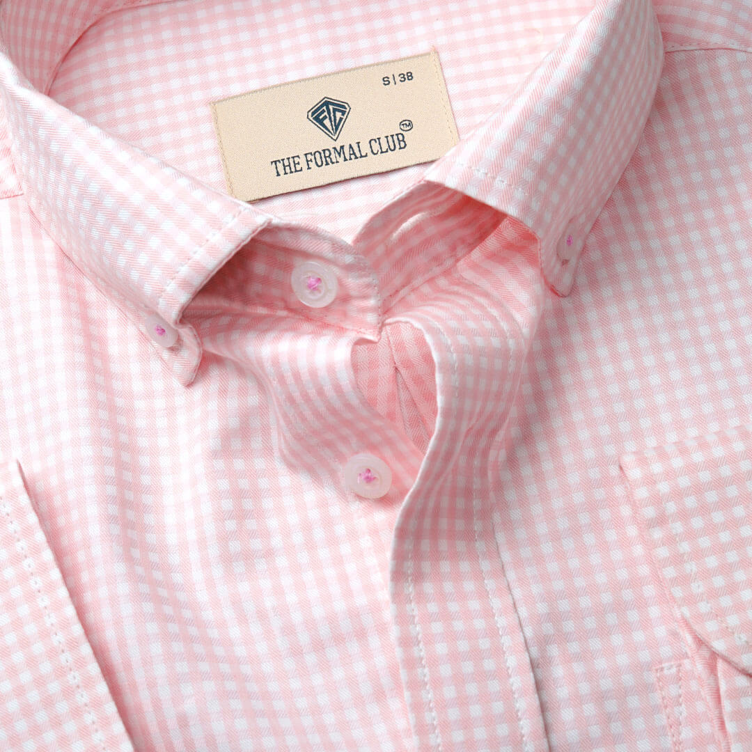 Gingham Check Shirt In Blush Pink Gingham Check Shirt In Blush Pink