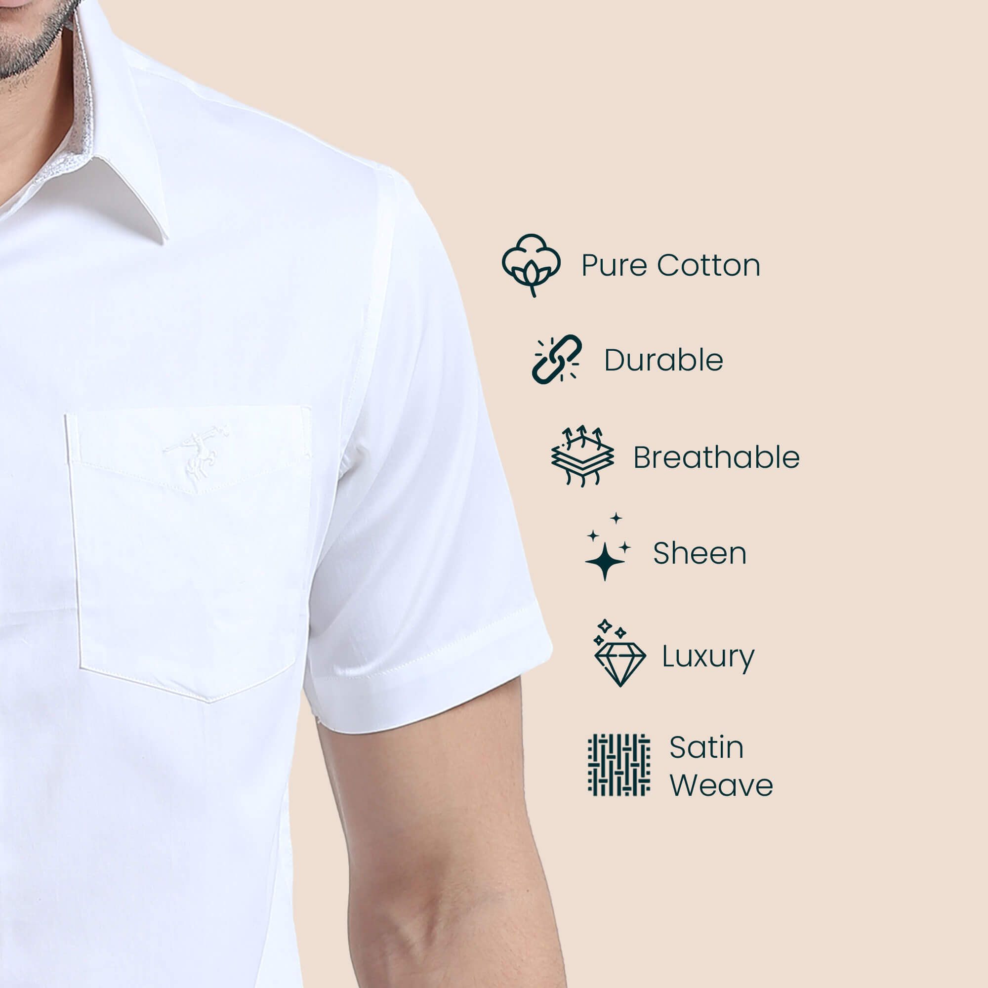 Ashley Half Sleeves Giza Cotton Shirt In Snowflake Giza Cotton Half Sleeve Shirt By TFC