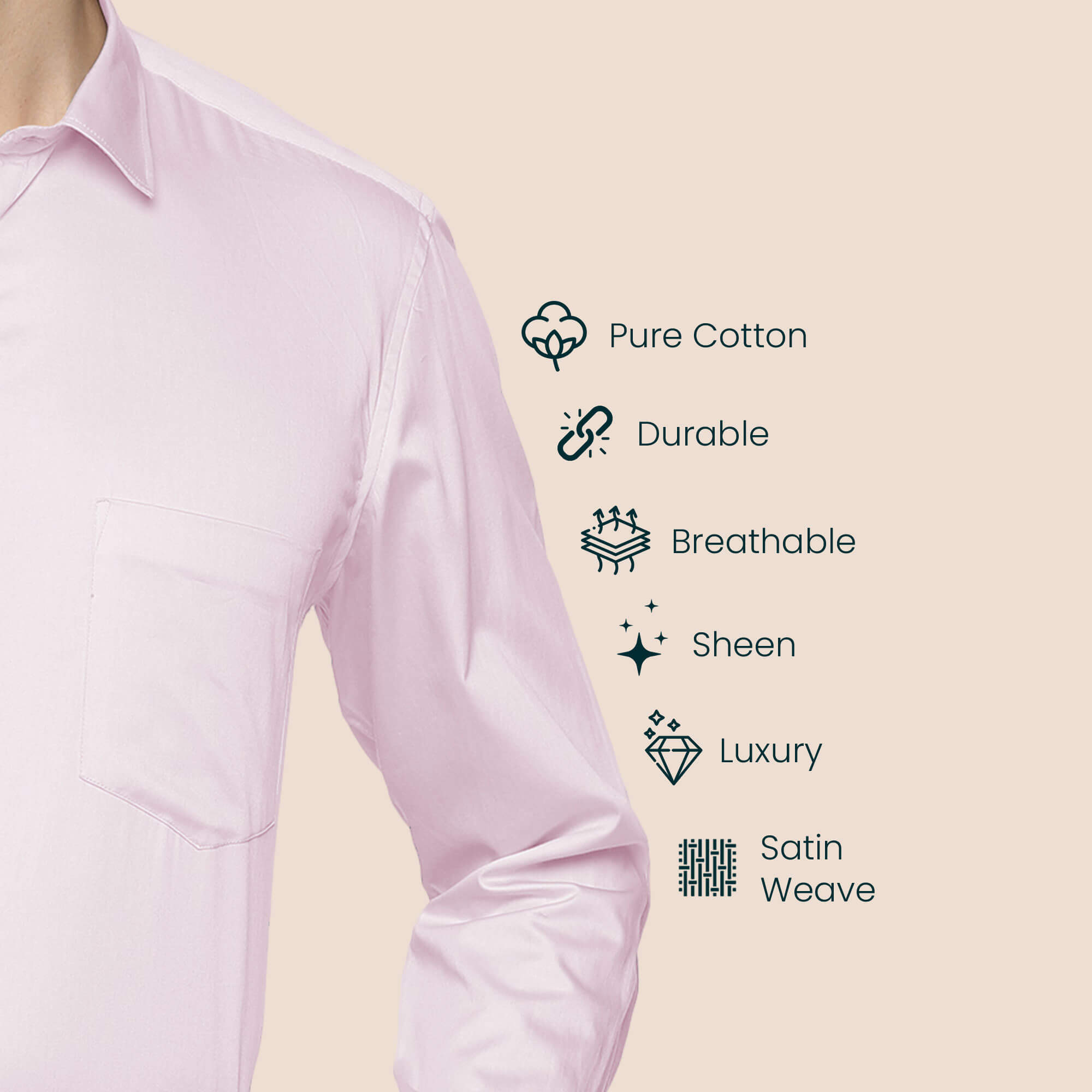Swiss Finish Giza Cotton Shirt In Pastel Pink Swiss Finish Cotton Shirt For Men By TFC