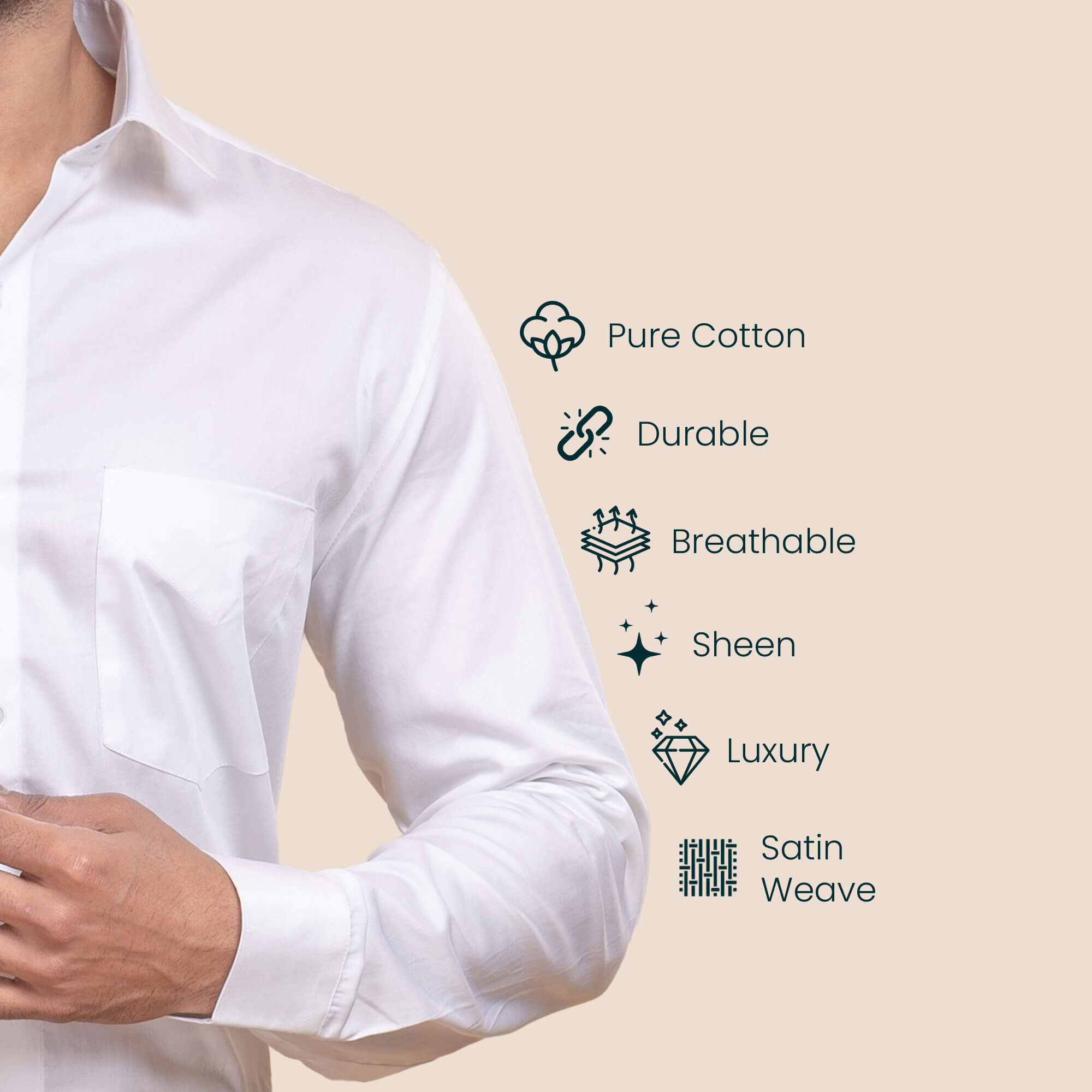 Swiss Finish Giza Cotton Shirt In White Men’s White Giza Cotton Shirt By TFC