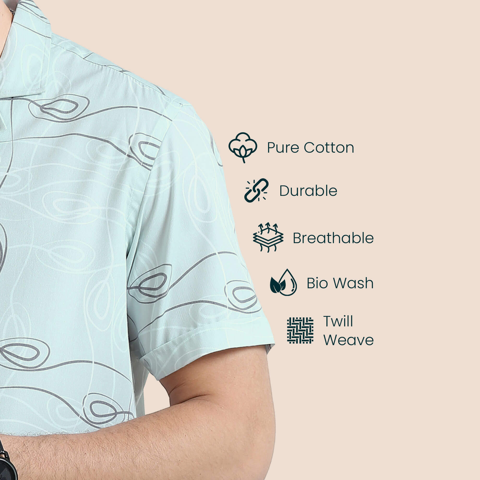 Vacay Cuban Collar Half Sleeves Shirt In Sea Green Infinity Vacay Half Sleeves Shirt by TFC