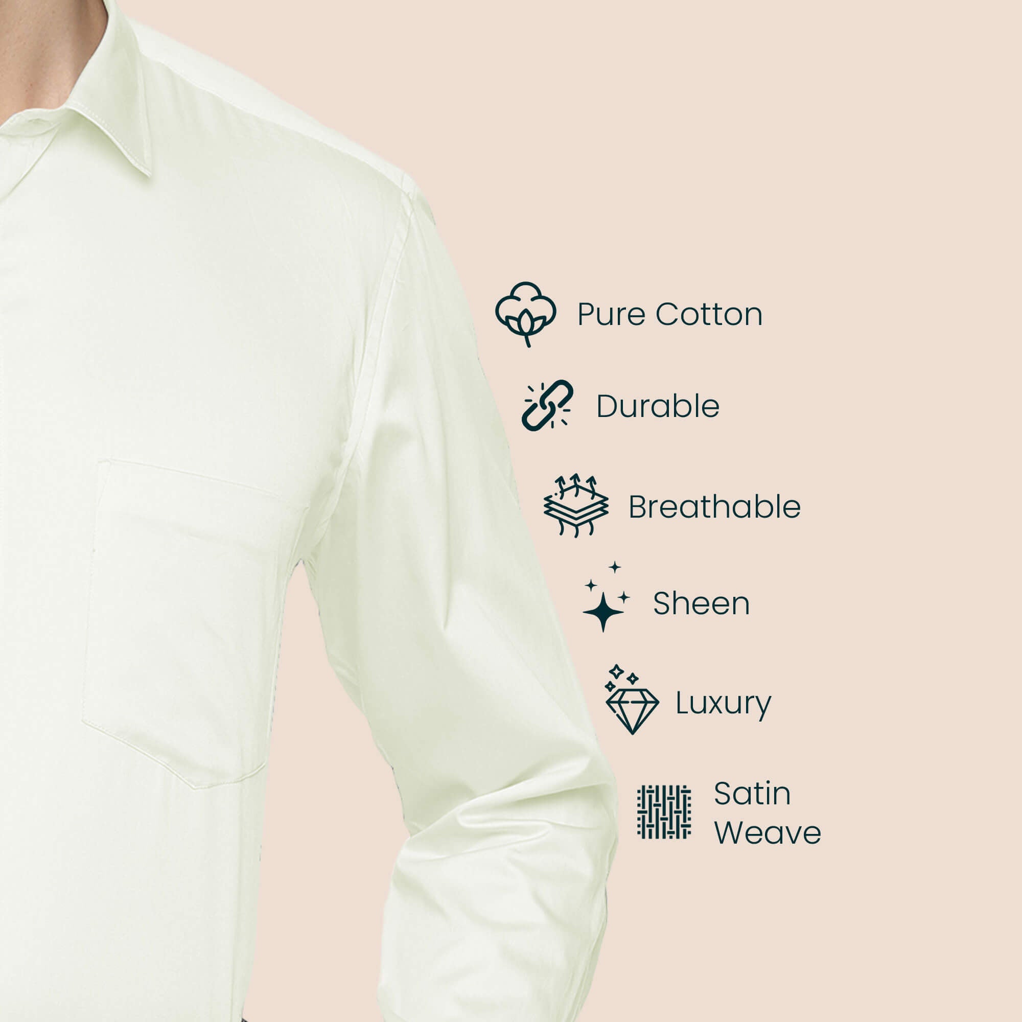 Swiss Finish Giza Cotton Shirt In Cream Cream Giza Cotton Shirt for Men By TFC
