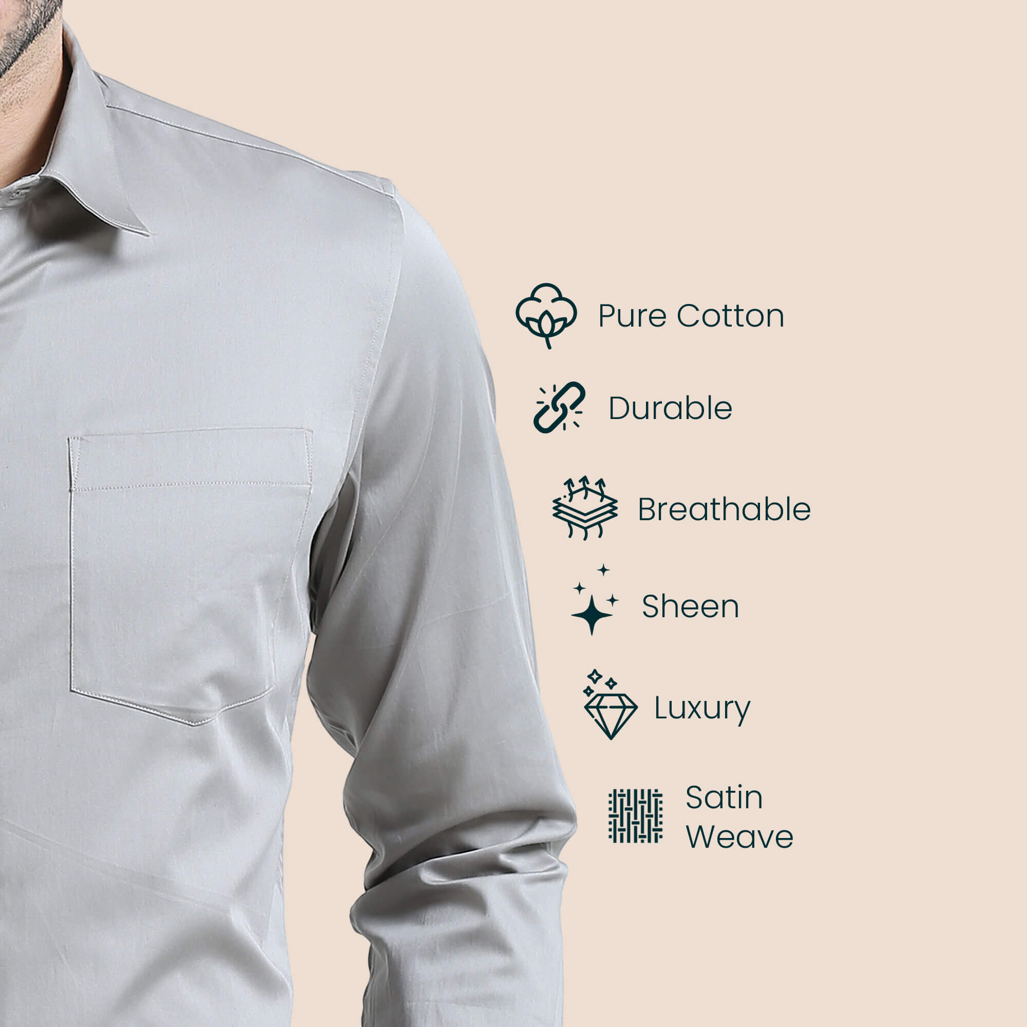 Cambridge Giza Cotton Shirt In Pewter Pewter Formal Shirt for Men by TFC