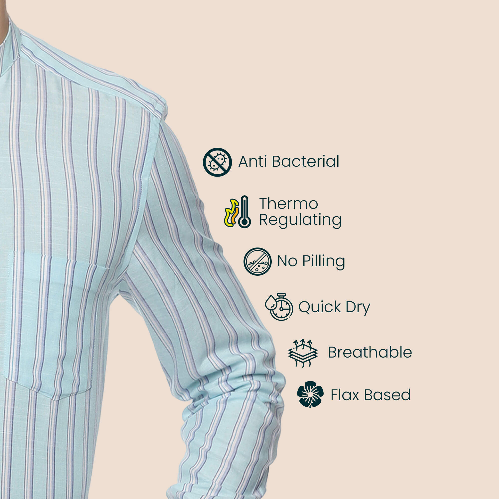 Luna Linen Stripes Shirt In Sky Blue Luna linen shirt by TFC