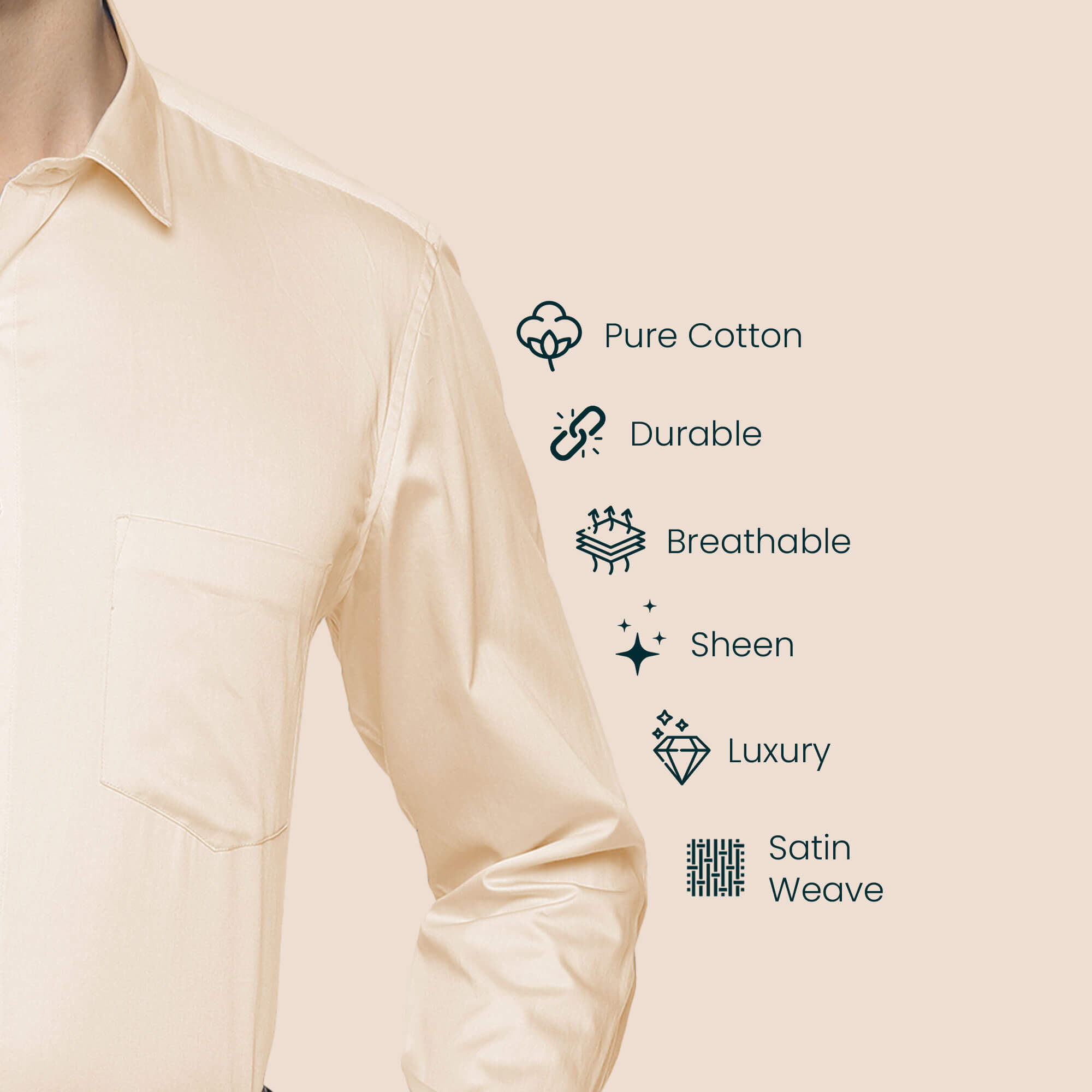 Swiss Finish Giza Cotton Shirt In Light Peach Formal Giza cotton shirt For Men By TFC