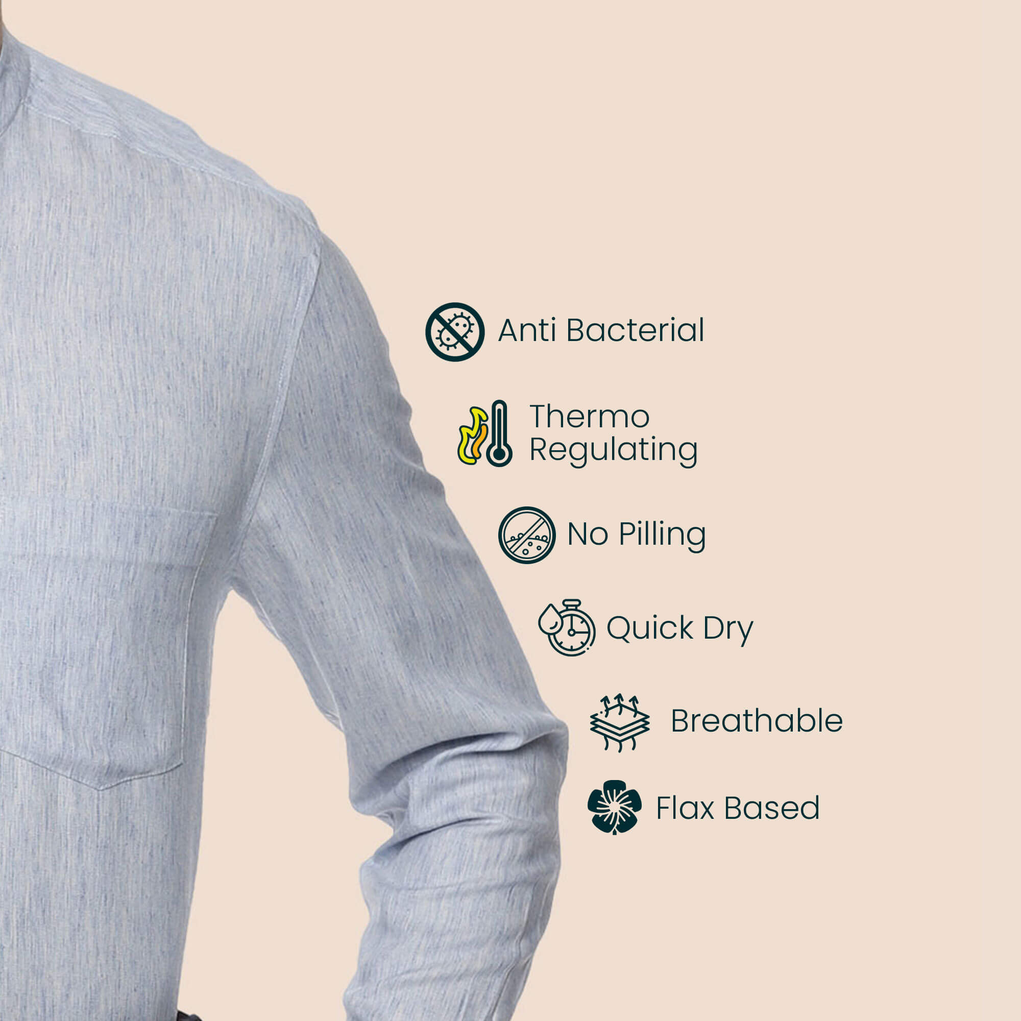 Bliss Blue Textured Mandarin Shirt Eco-friendly Blue Shirt for Men by TFC