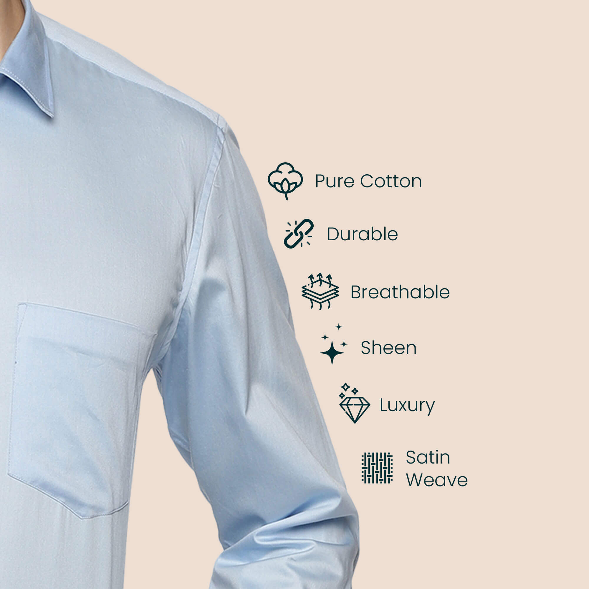 Swiss Finish Giza Cotton Shirt In Sky Blue Sky Blue Giza Cotton Formal Shirt For Men By TFC
