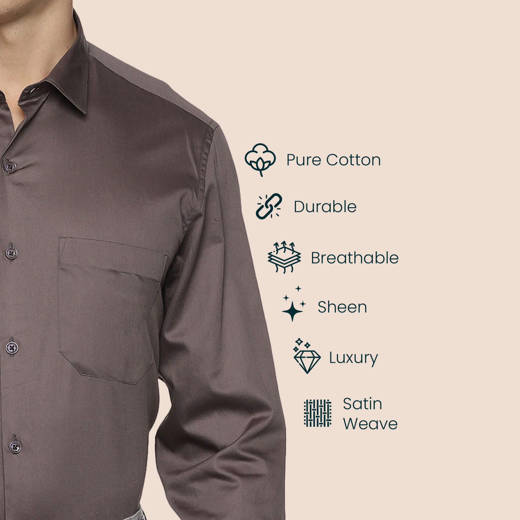 Swiss Finish Giza Cotton Shirt In Dark steel Marble Collection Steel Formal Shirt For Men By TFC