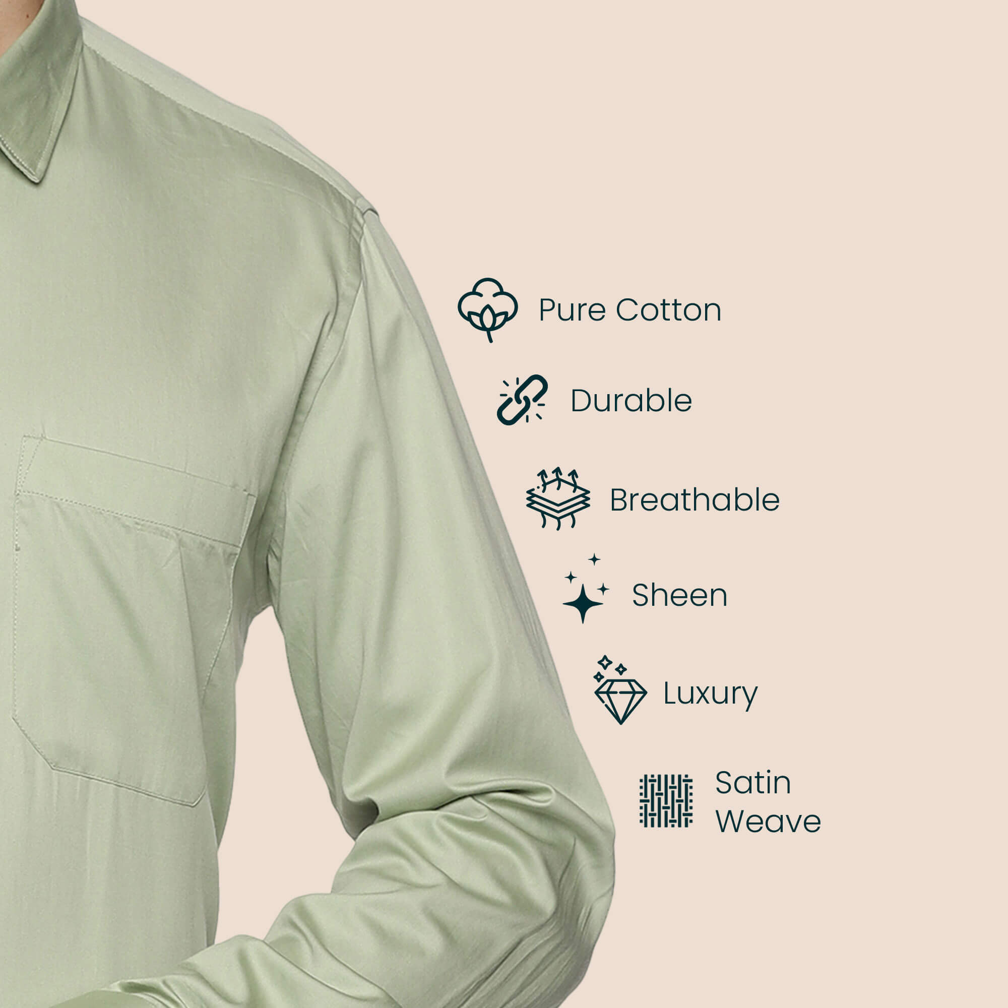 Swiss Finish Giza Cotton Shirt In Light Green Swiss Finish Giza Cotton Shirt For Men By TFC