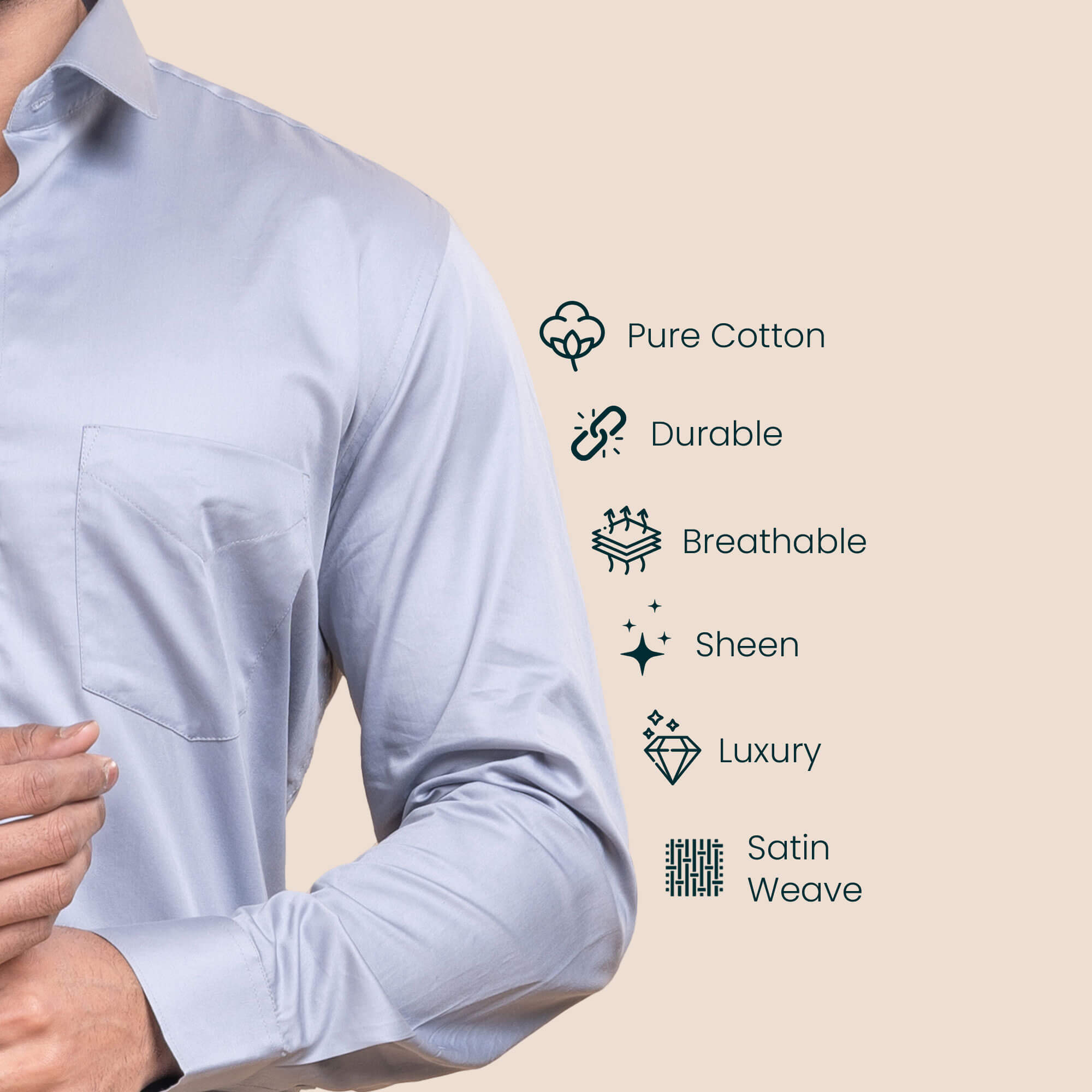 Swiss Finish Giza Cotton Shirt In Light Steel Light Steel Giza Cotton Formal Shirt For Men By TFC