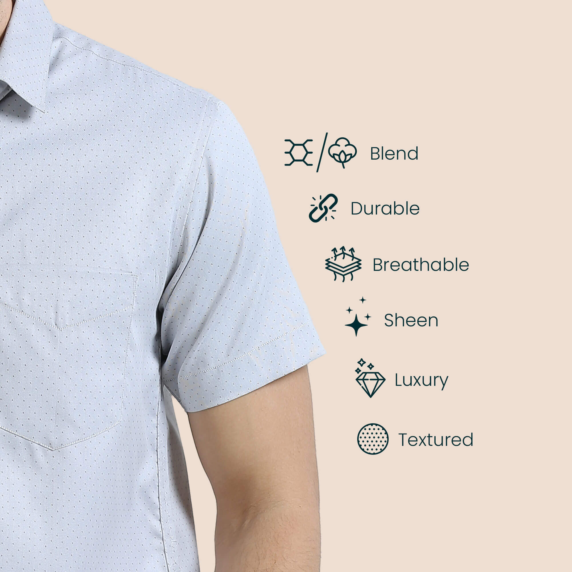 Ashley Half Sleeves Shirt In Donald Dobby Grey Ashley Half Sleeves Shirt Grey For Men By TFC