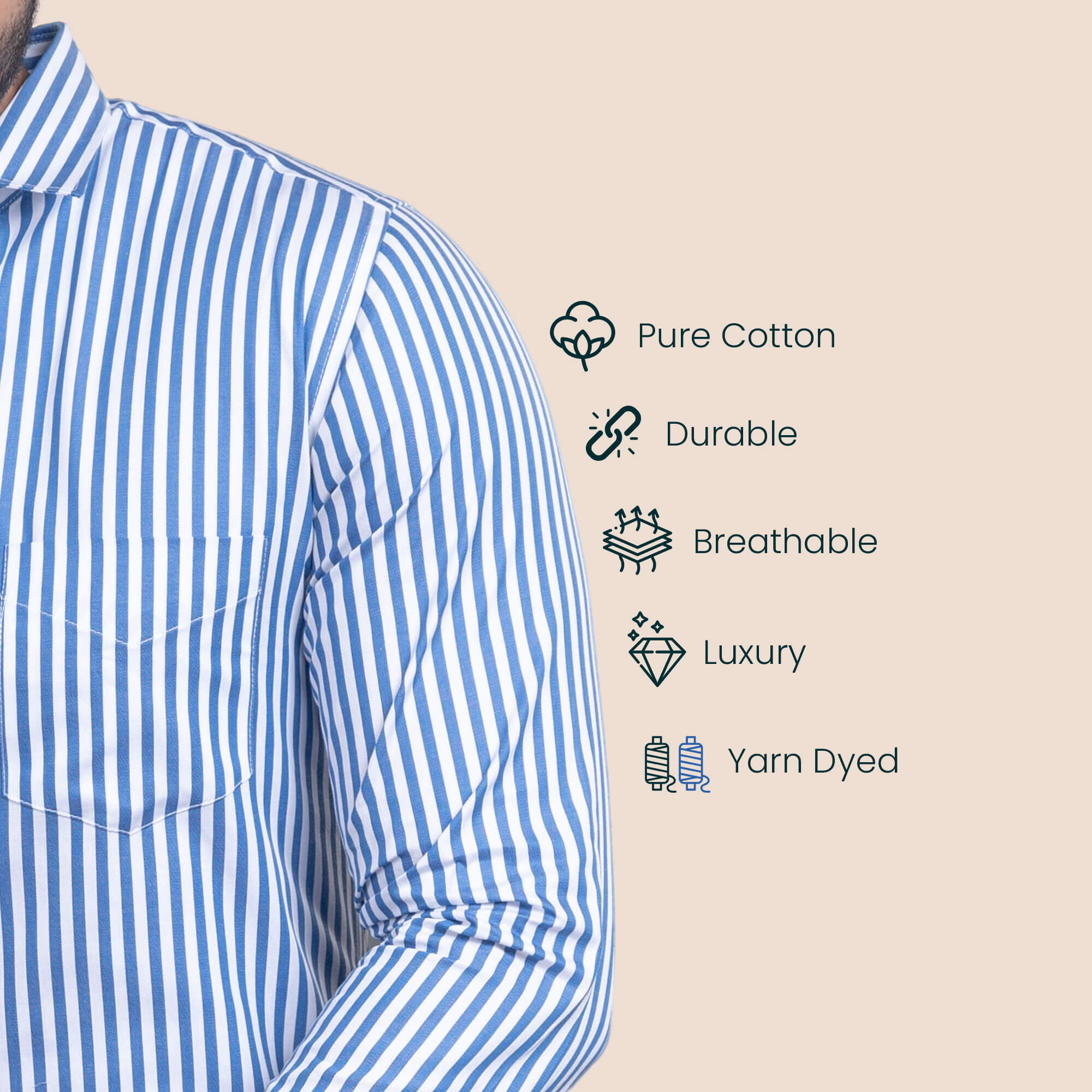 Skyline Stripe Shirt In Blue Smart Fit Formal Club Blue Shirt by TFC