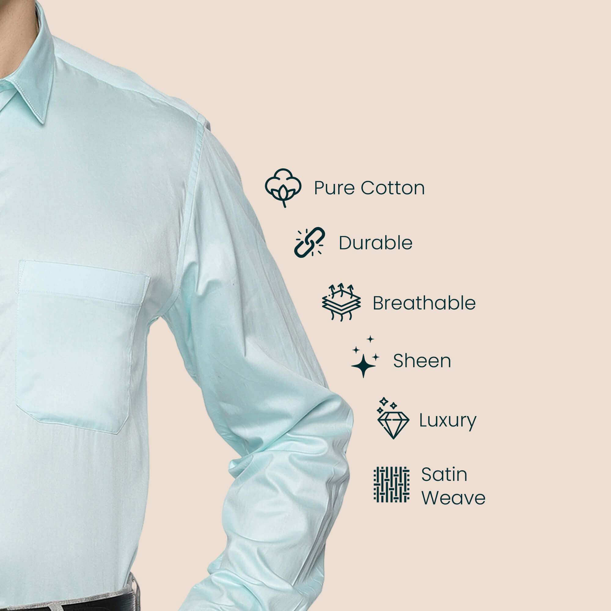 Swiss Finish Giza Cotton Shirt In Pastel Aqua Pastel Aqua Giza Cotton Shirt For Men By TFC